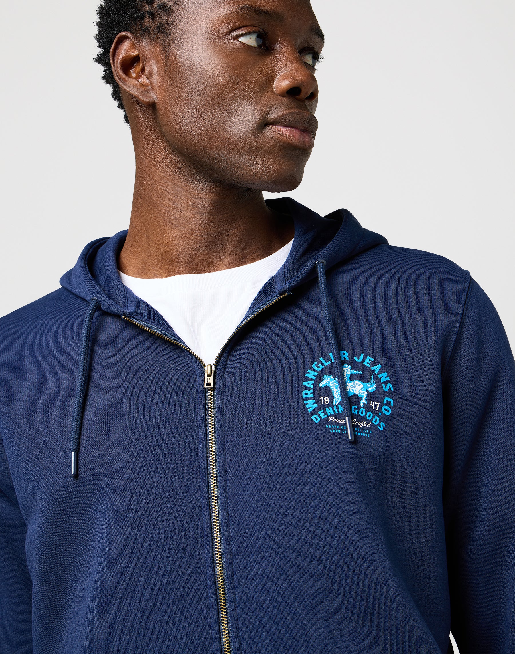 Felpa con cappuccio con zip grafica in giacche di tela Wrangler