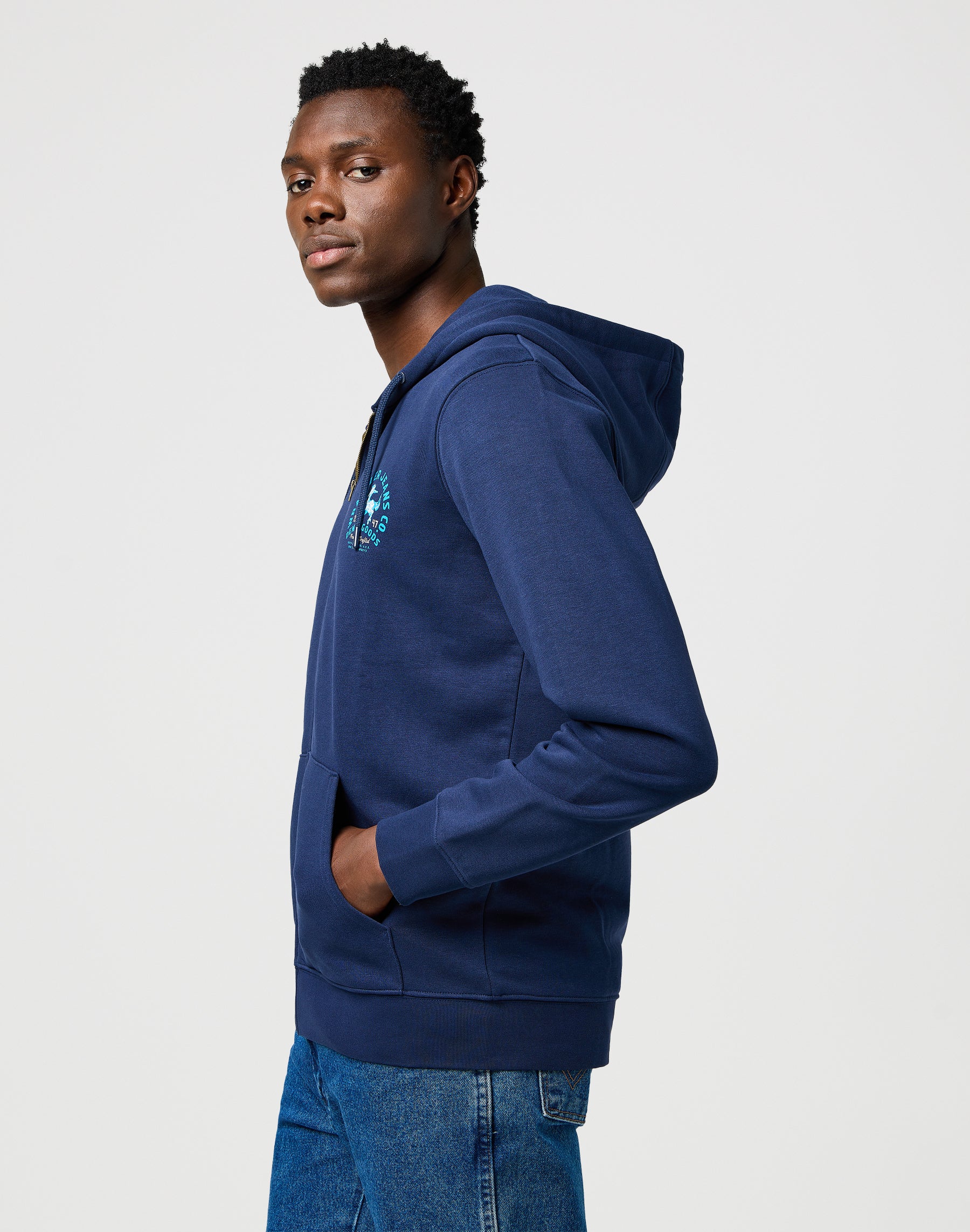 Felpa con cappuccio con zip grafica in giacche di tela Wrangler