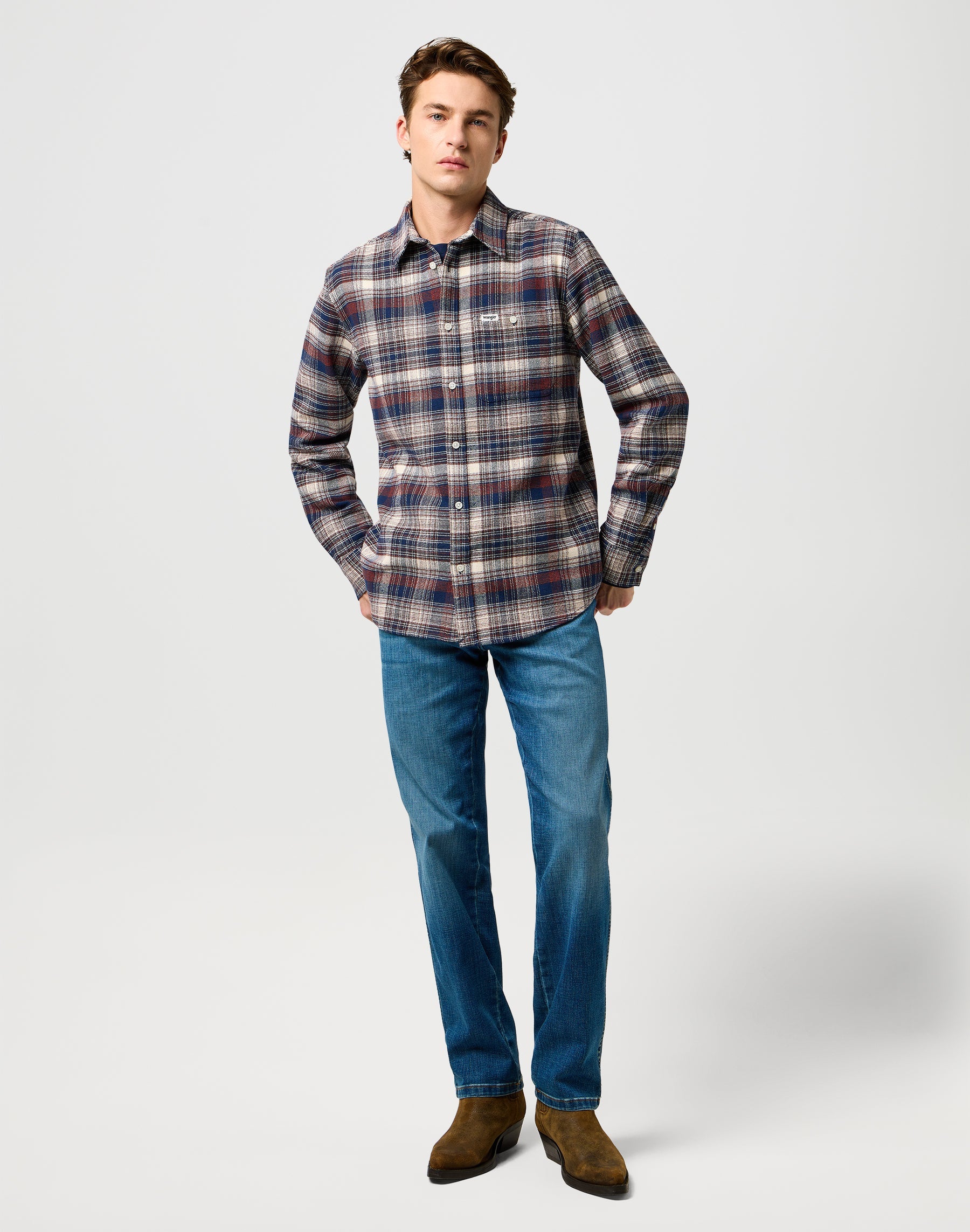 Camicia spazzolata da 1 pz. in camicie Wrangler Navy Birch