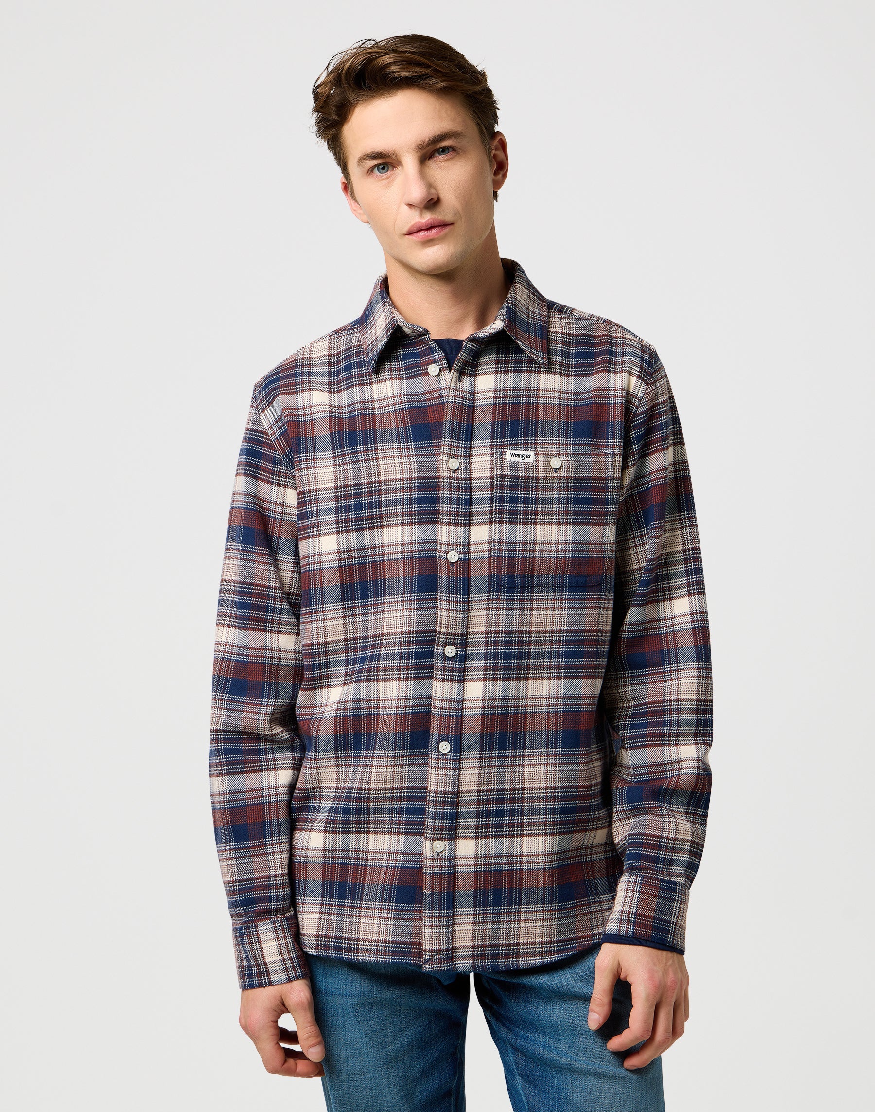 Camicia spazzolata da 1 pz. in camicie Wrangler Navy Birch