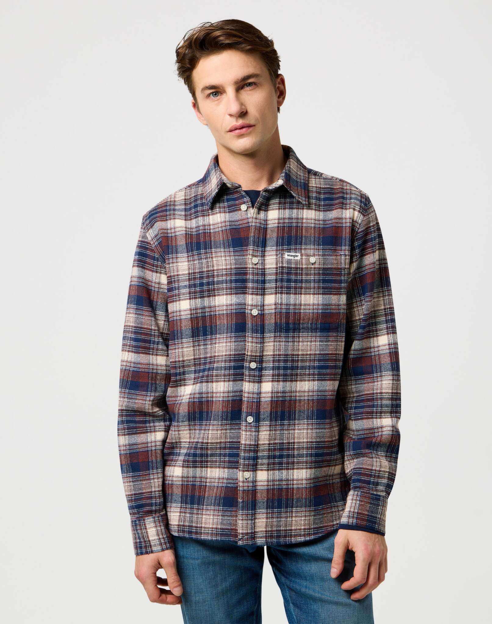 Camicia spazzolata da 1 pz. in camicie Wrangler Navy Birch