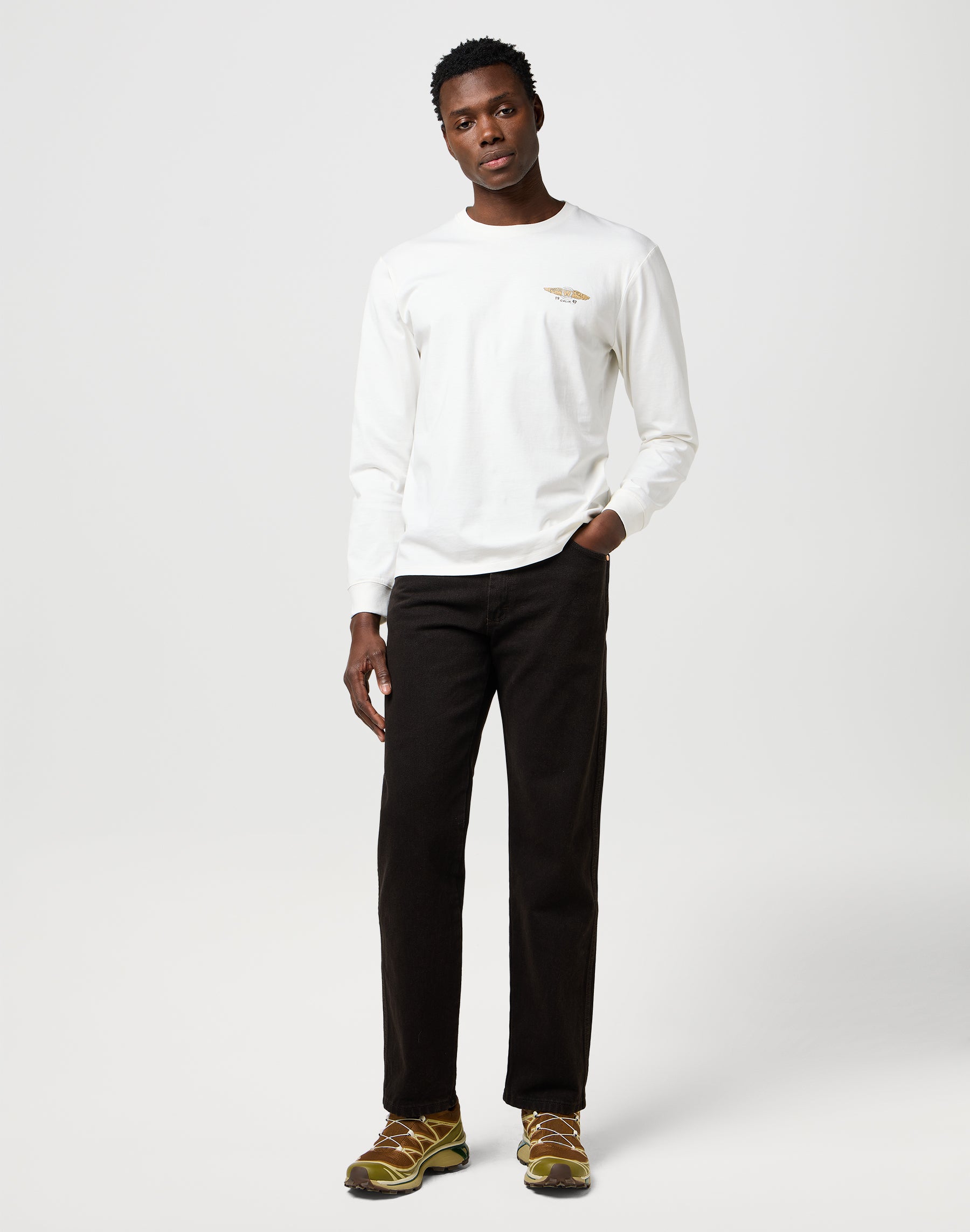 Ls Americana Tee in Bianco Usato Magliette Wrangler