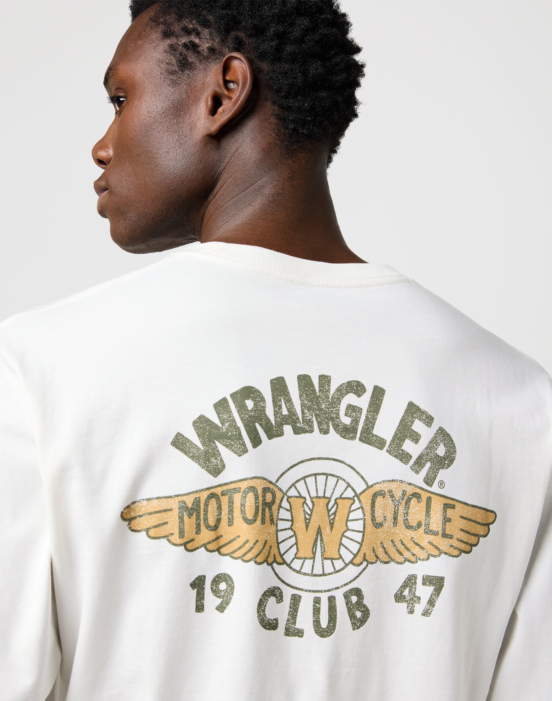 Ls Americana Tee in Bianco Usato Magliette Wrangler