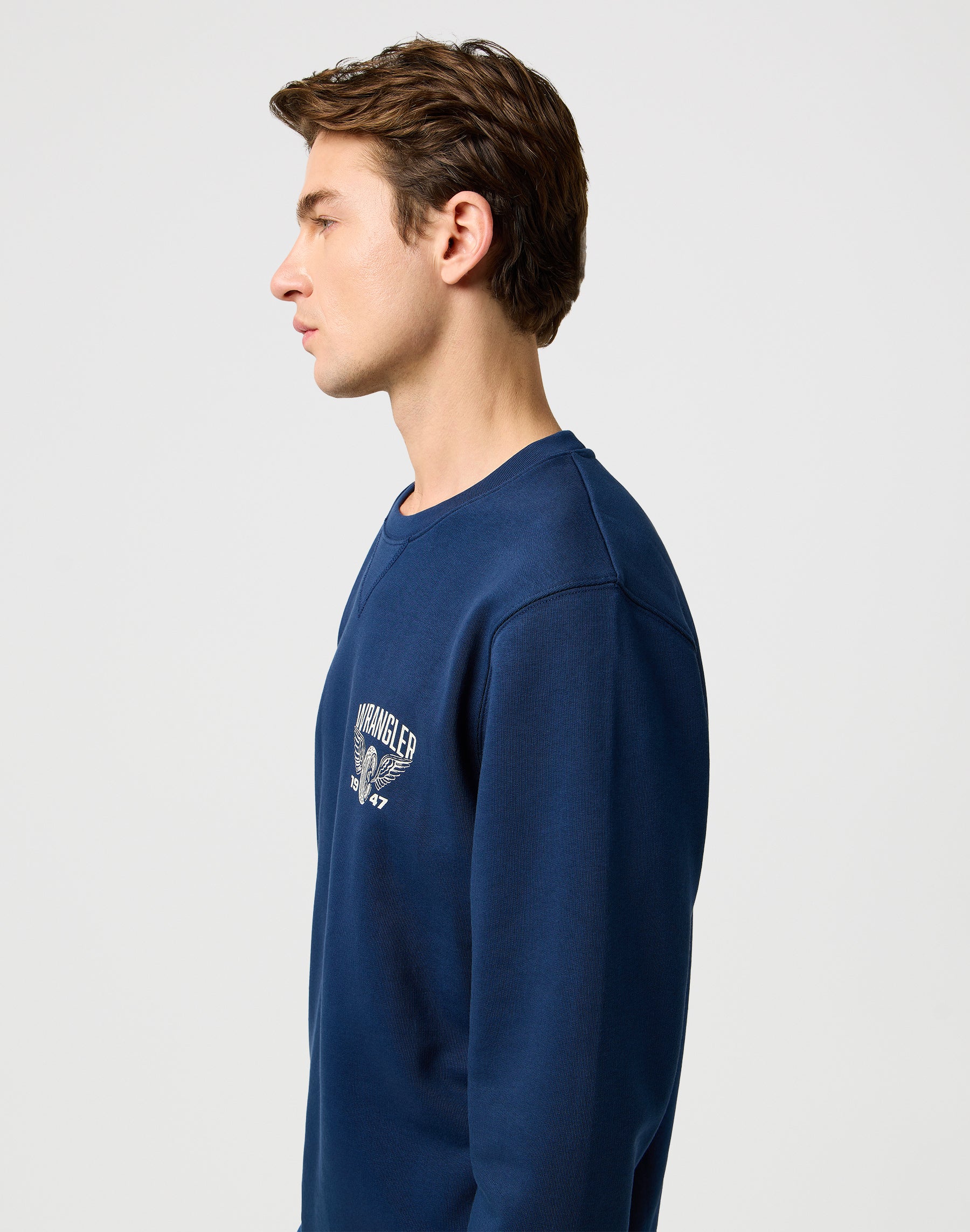 Felpa Americana Crew in Navy Wrangler
