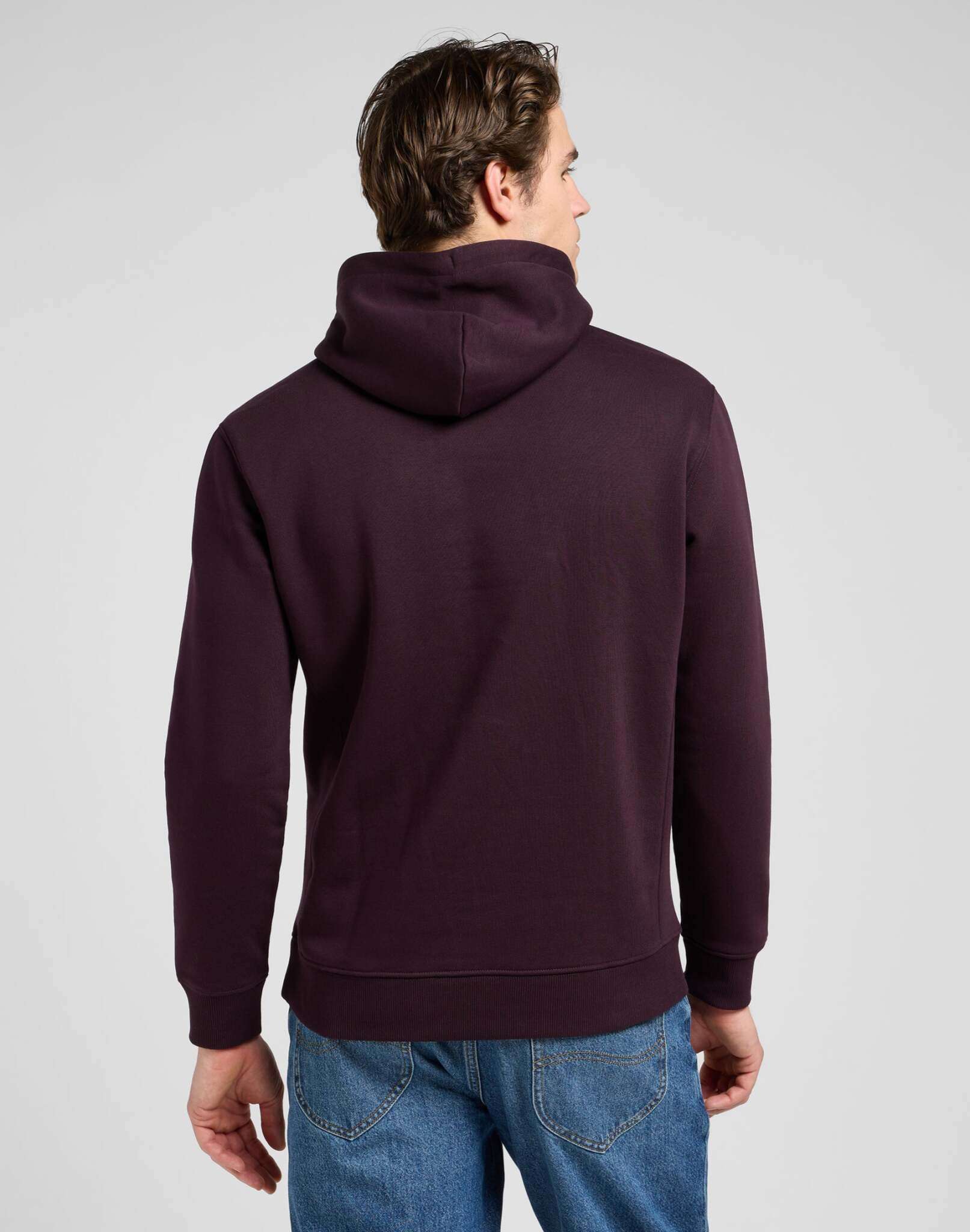 Felpa con cappuccio a tinta unita in Deep Wine Hoodie Lee