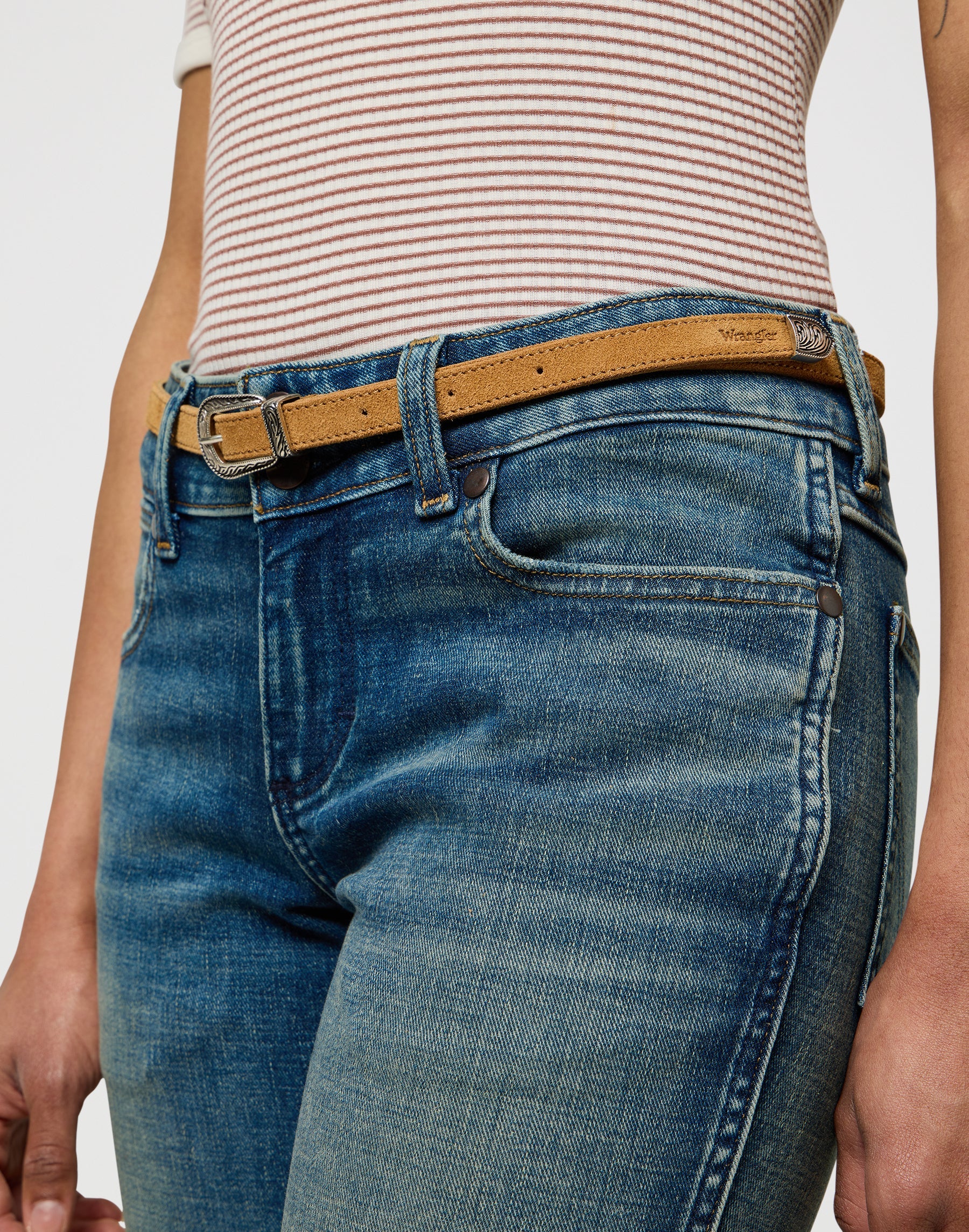 Cintura Western sottile in cammello Cintura Wrangler