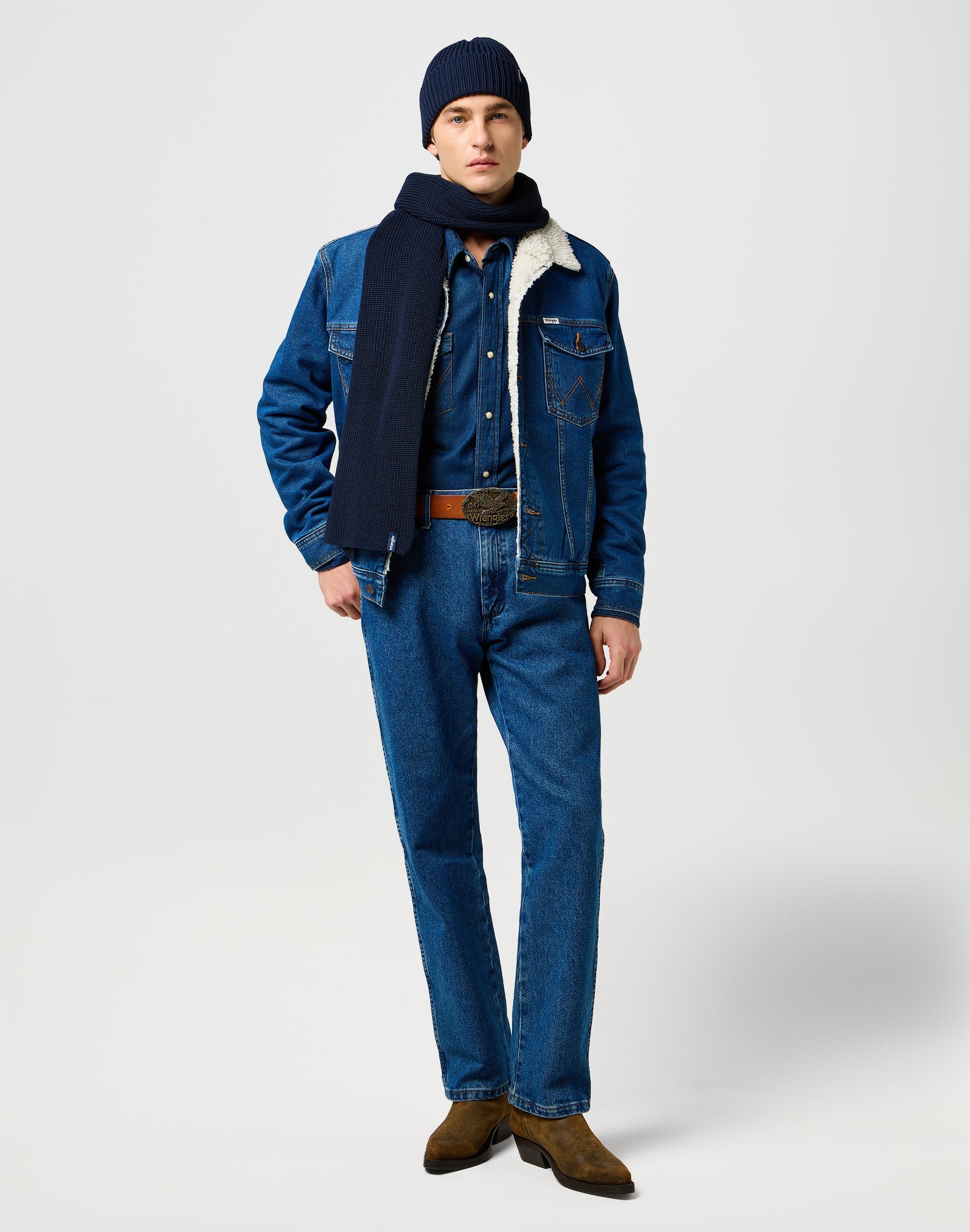 Set di sciarpe e berretti in Marina scuro Sciarpe Wrangler