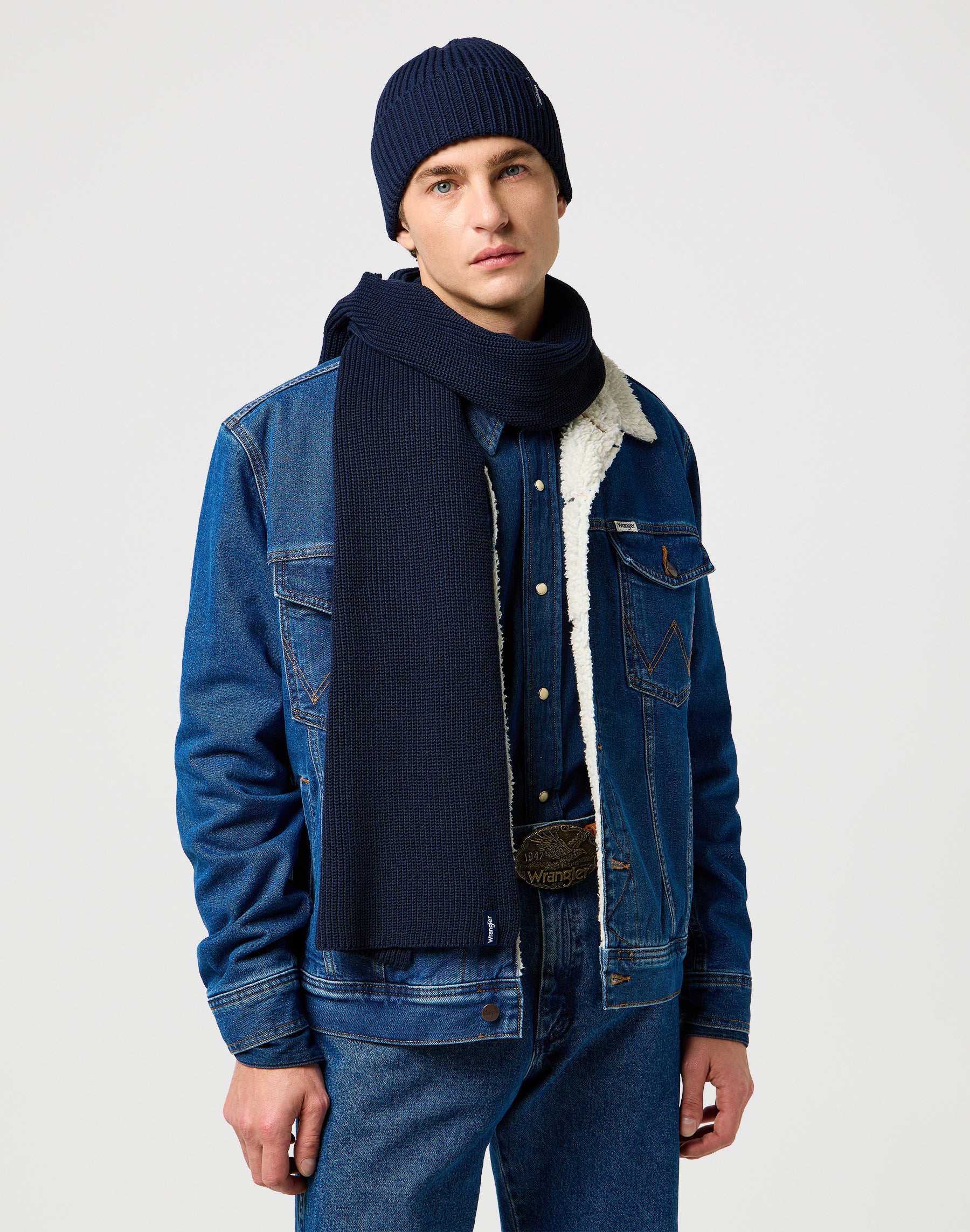 Set di sciarpe e berretti in Marina scuro Sciarpe Wrangler