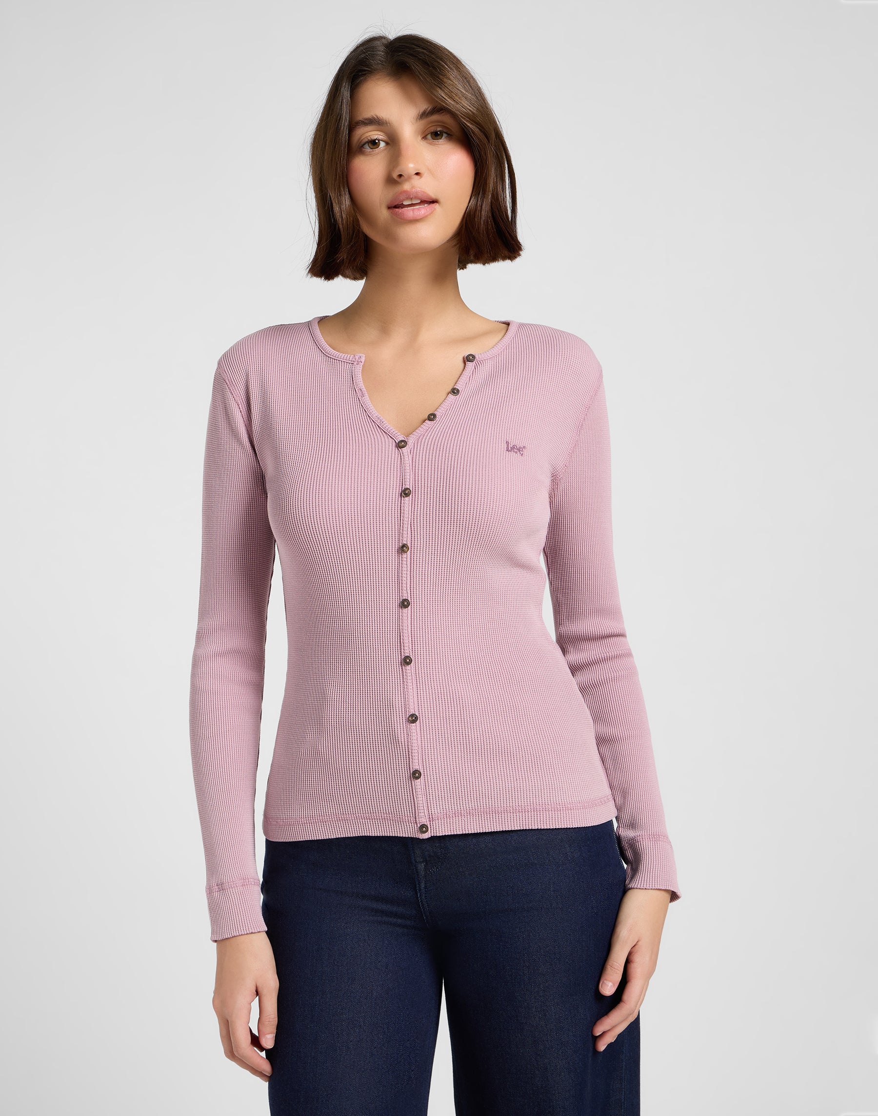 Henley in Waffle lavato in Plumberry T-Shirt Lee