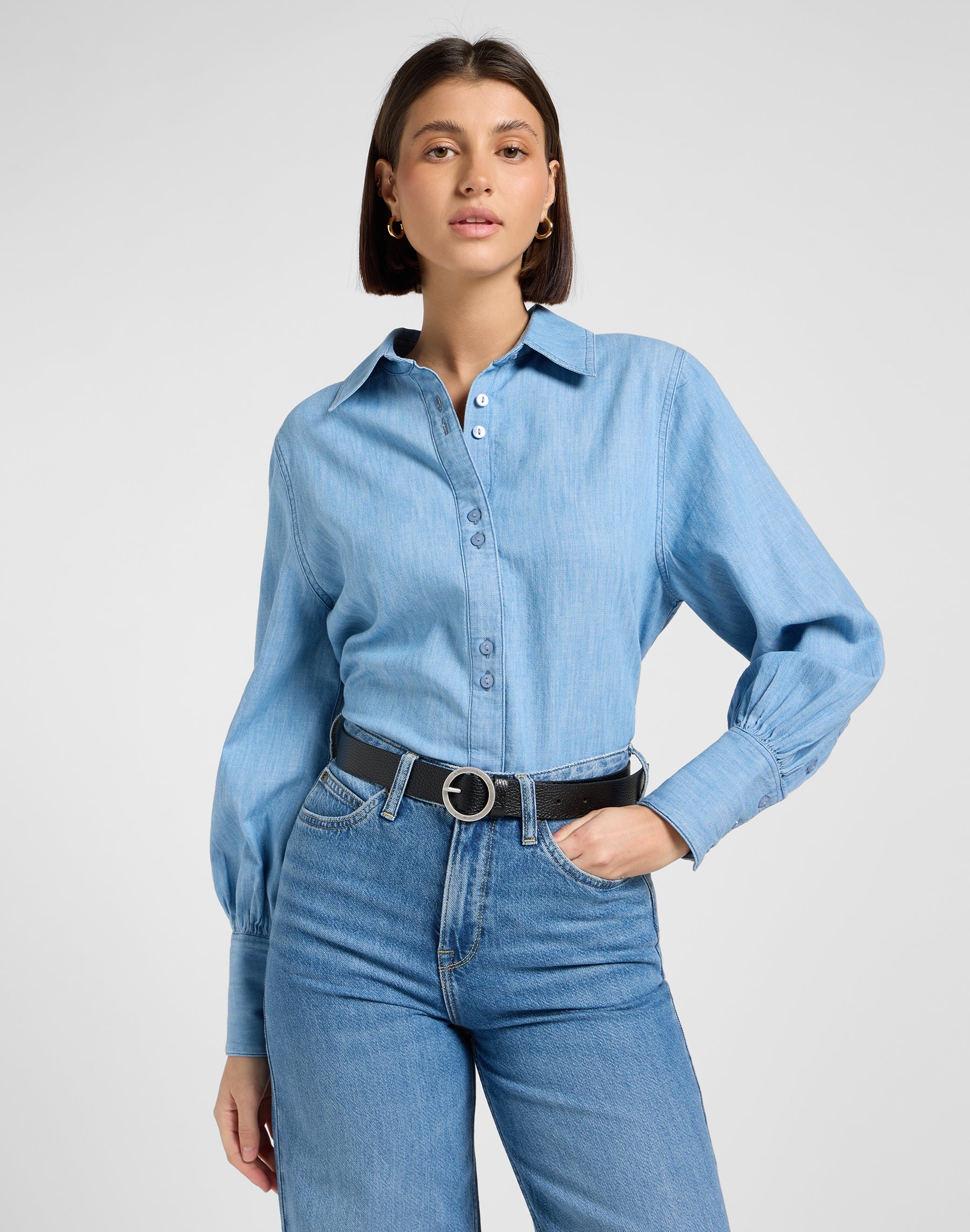 Cintura con fibbia rotonda in nero Belt Lee