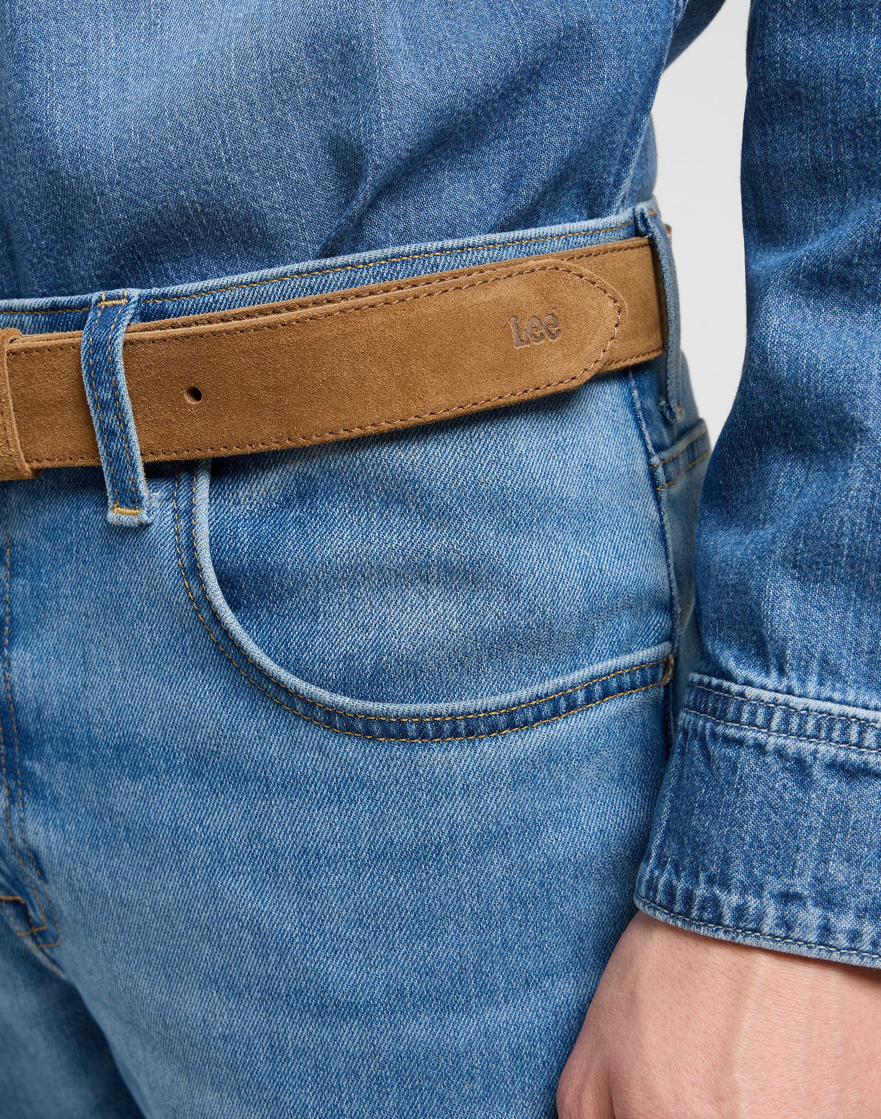 Cintura in pelle scamosciata in Khaki Belt Lee