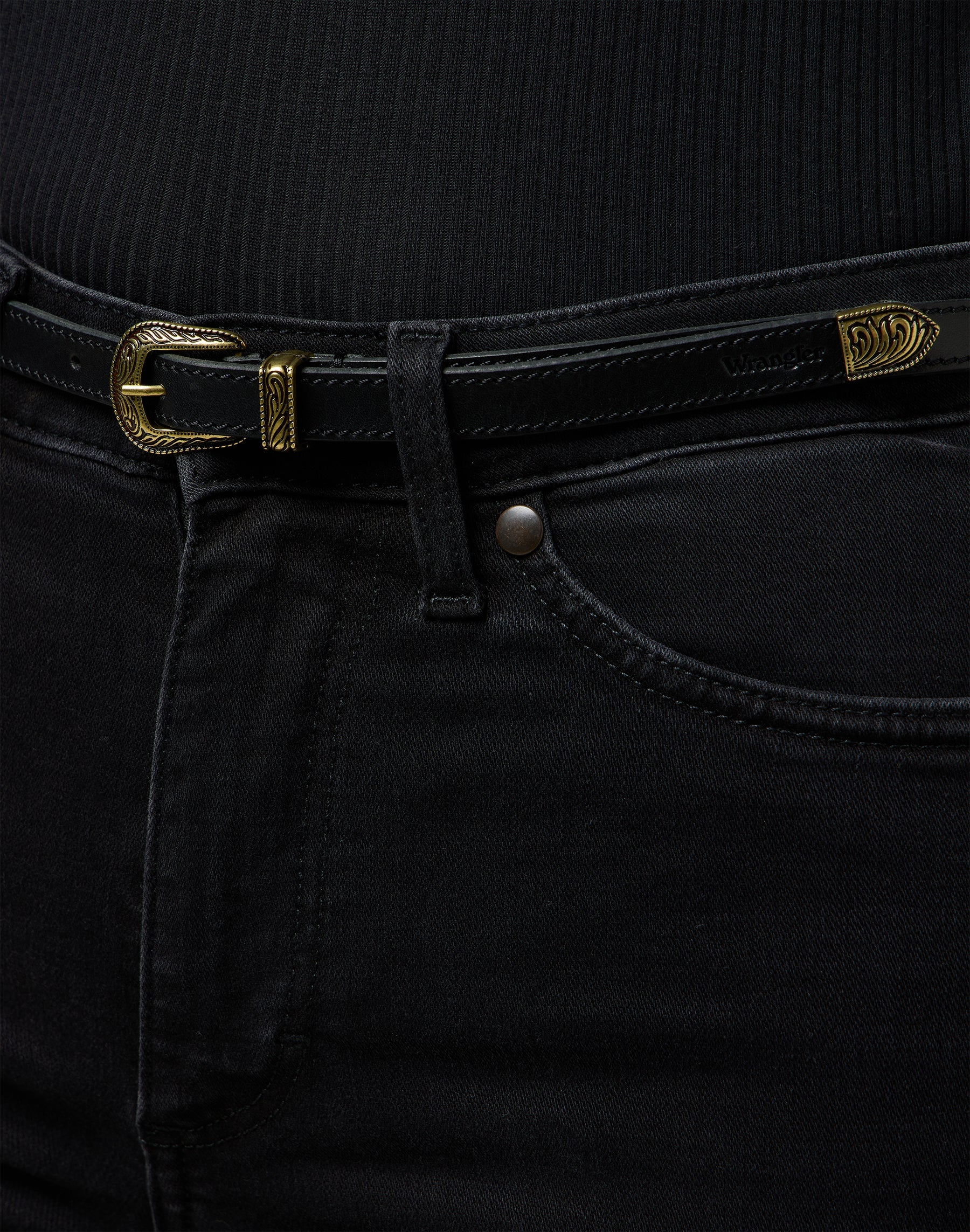 Cintura Western sottile in nero Cintura Wrangler