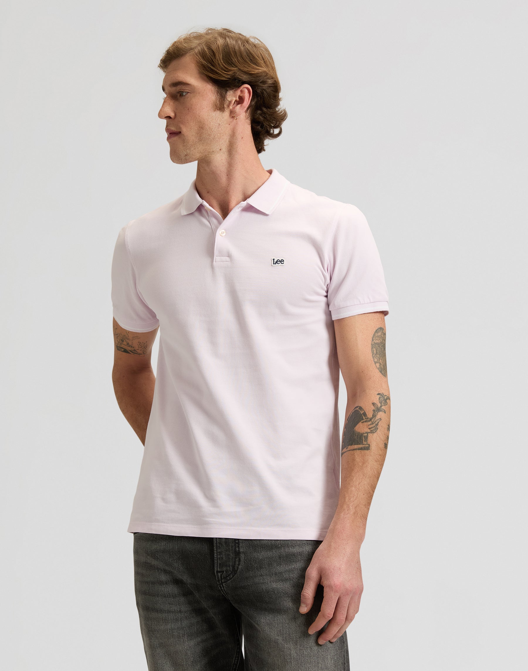 Polo Pique in rosa ghiaccio chiaro