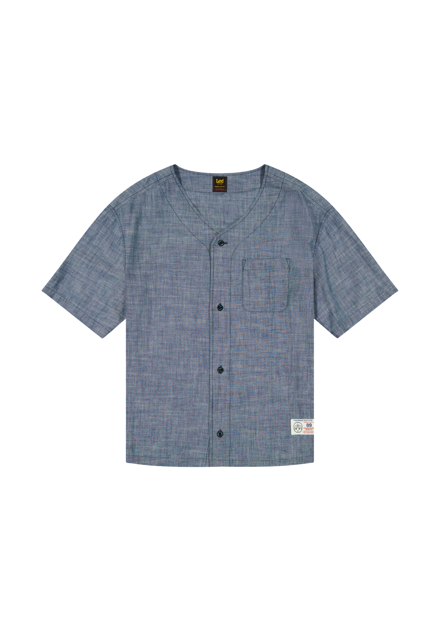 Maglietta da baseball con tasca in chambray chiaro