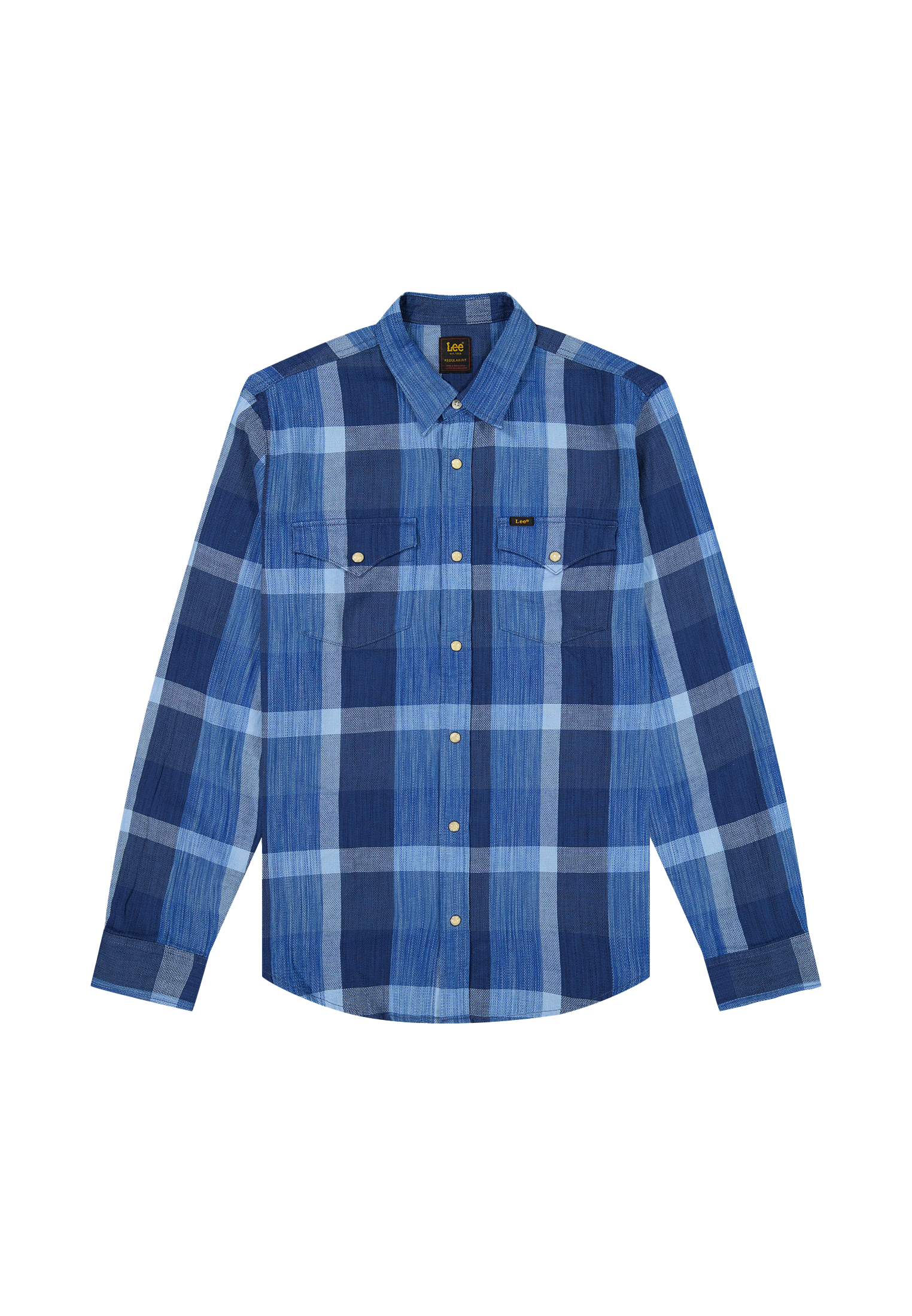 Western pulita in plaid indaco