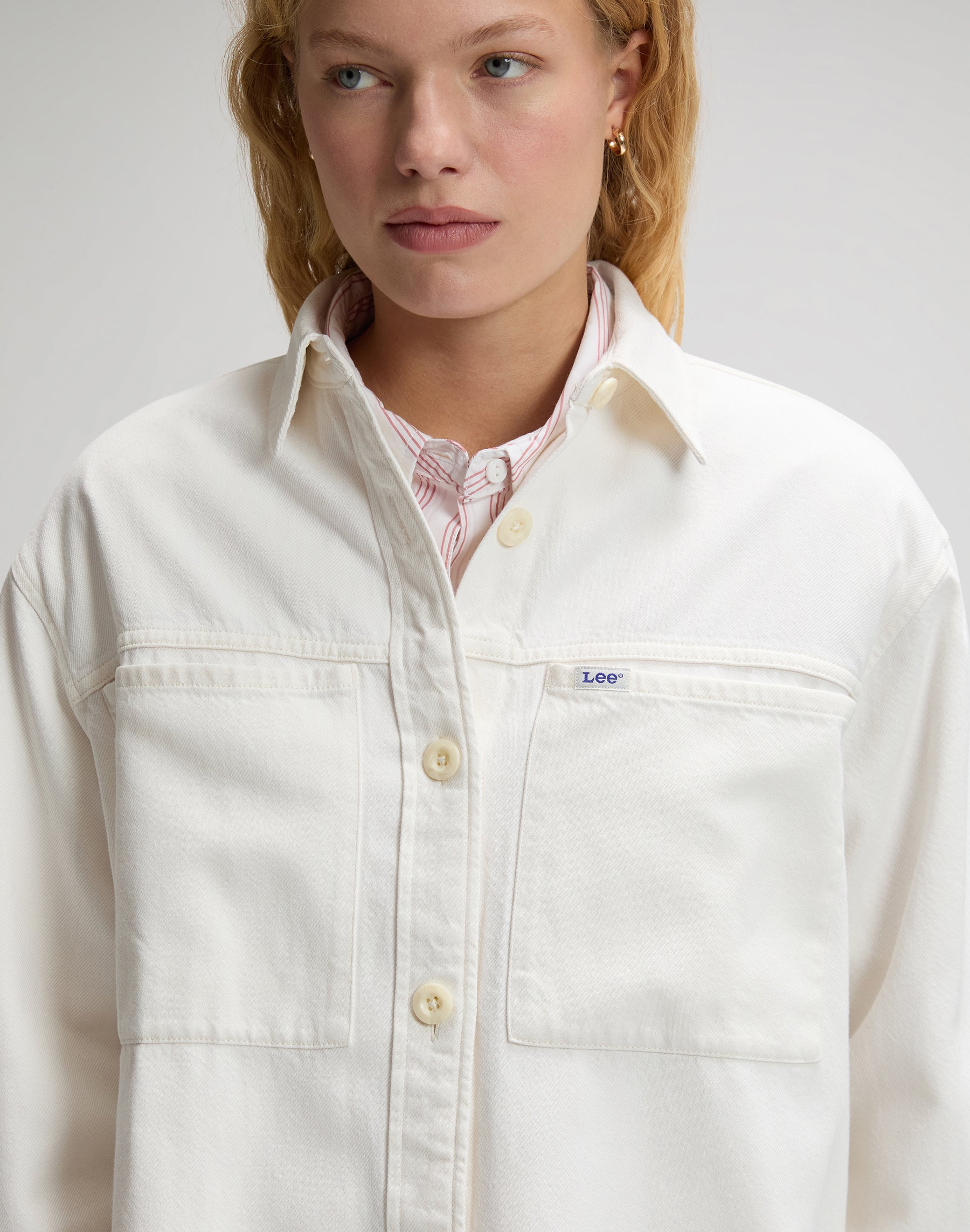Camicia Utility Overshirt in Powder White Camicie Lee
