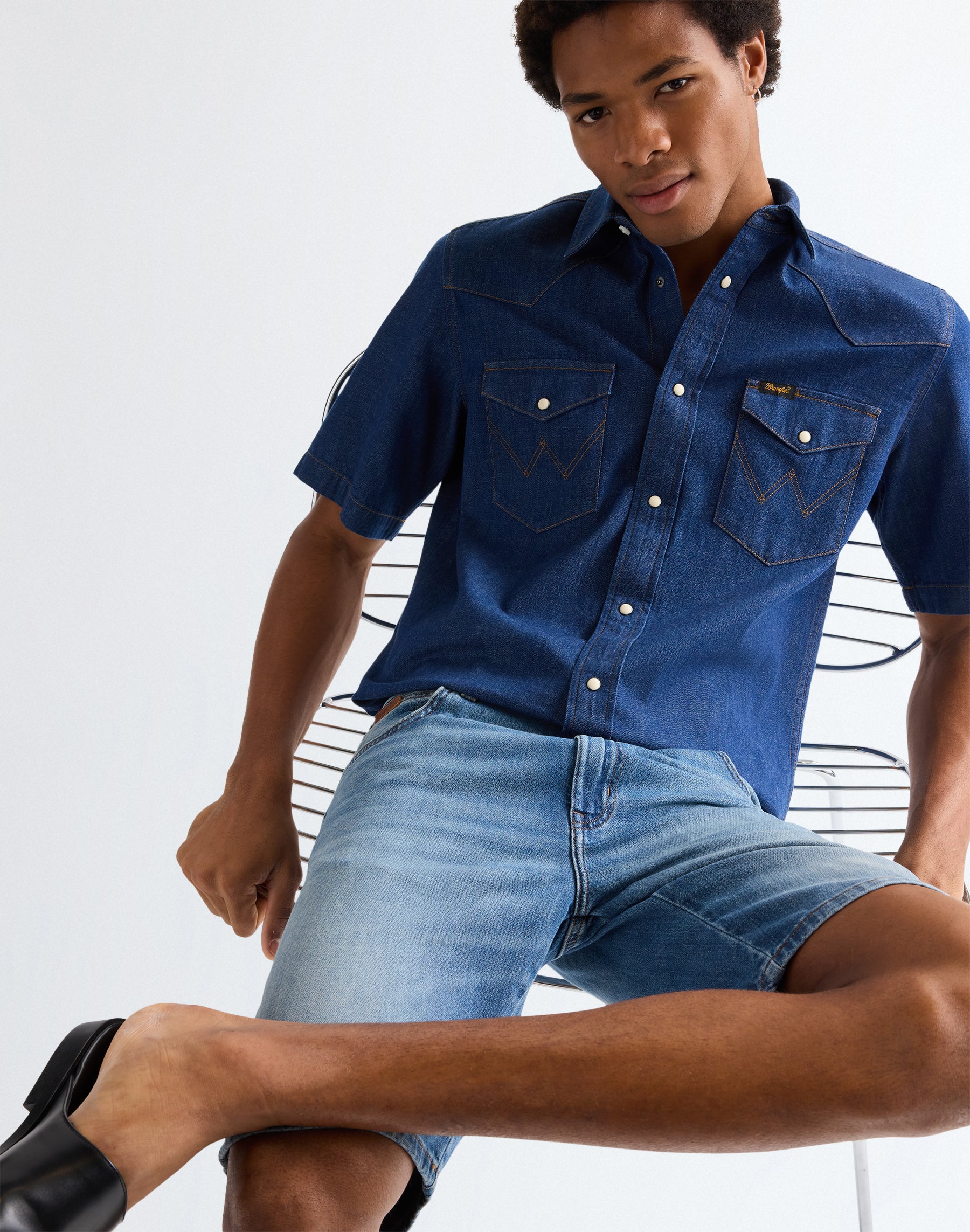 Pantaloncini Texas in blu porto Pantaloncini jeans Wrangler