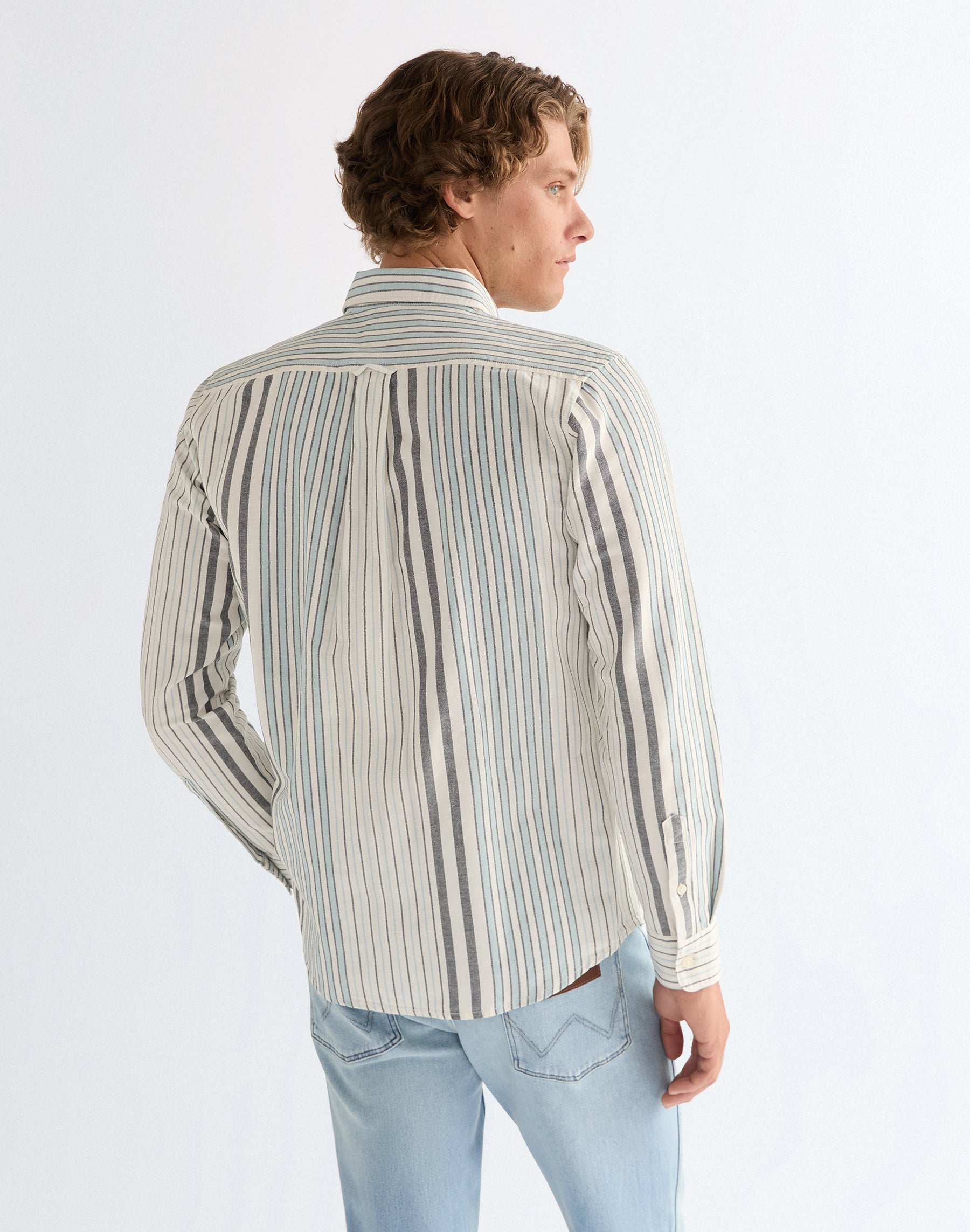 Camicia Oxford in bianco blu Camicie Wrangler