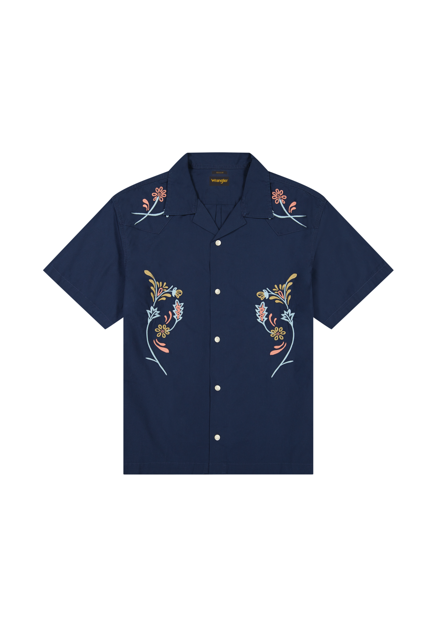 Camicia a maniche corte W Resort in blu navy con motivi floreali Camicie Wrangler