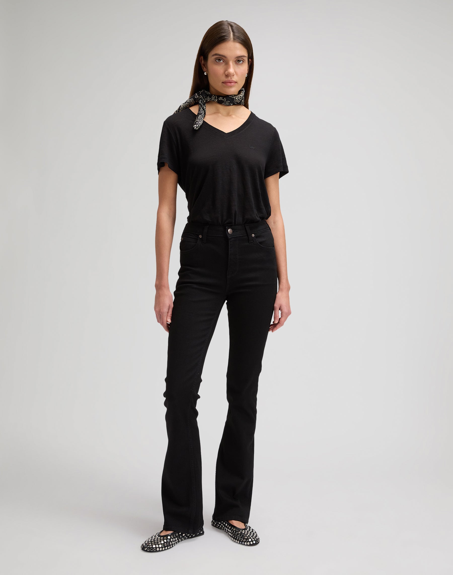 Maglietta con scollo a V in nero