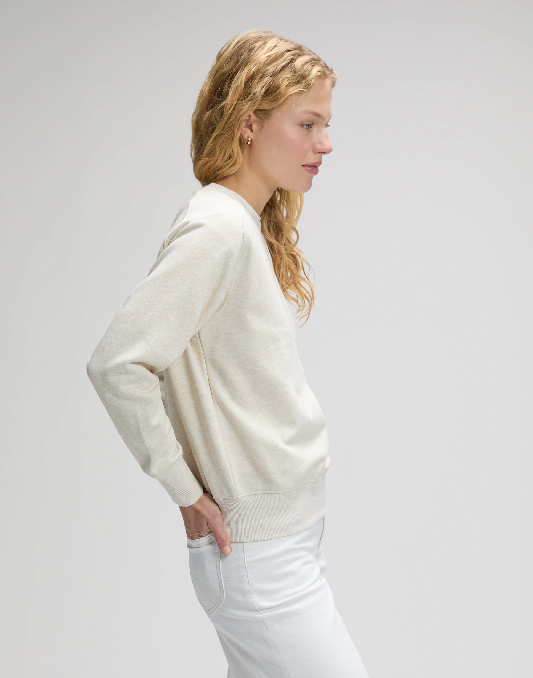 Felpa Raglan Crew in Ecru Heather