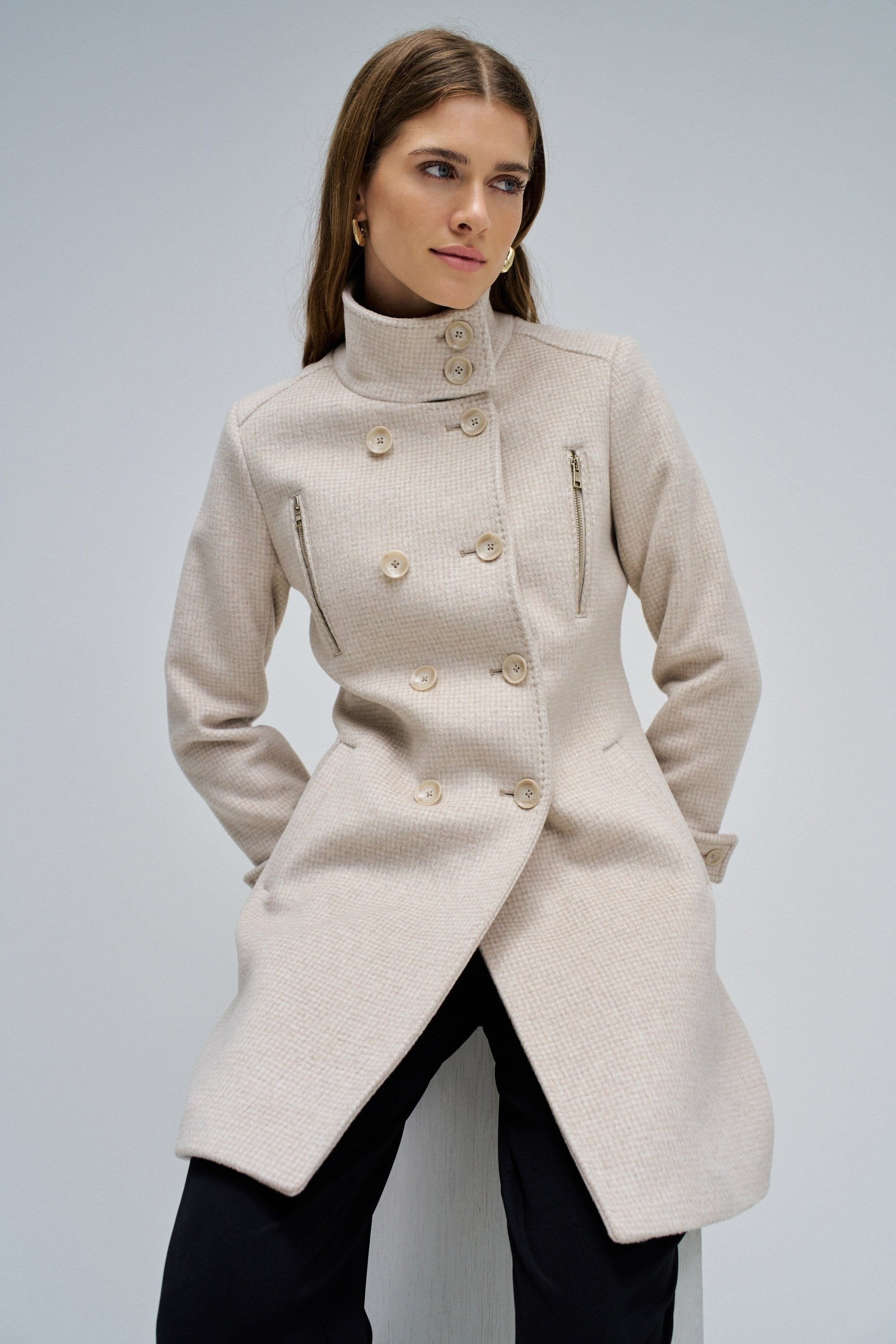 Cappotto lungo in lana Grace in beige chiaro V1 Giacche Salsa Jeans