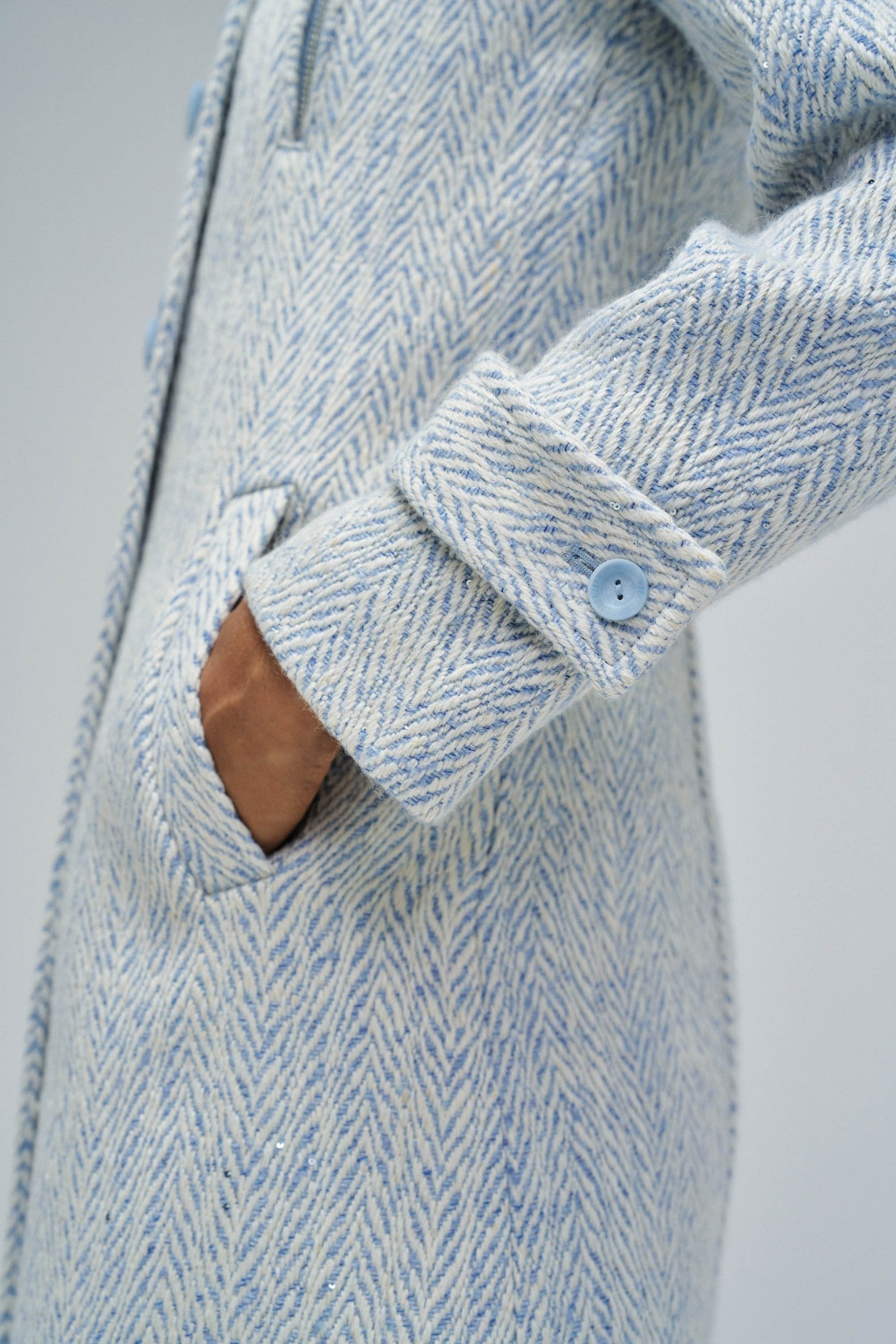 Cappotto lungo in lana Grace in azzurro V1 Giacche Salsa Jeans