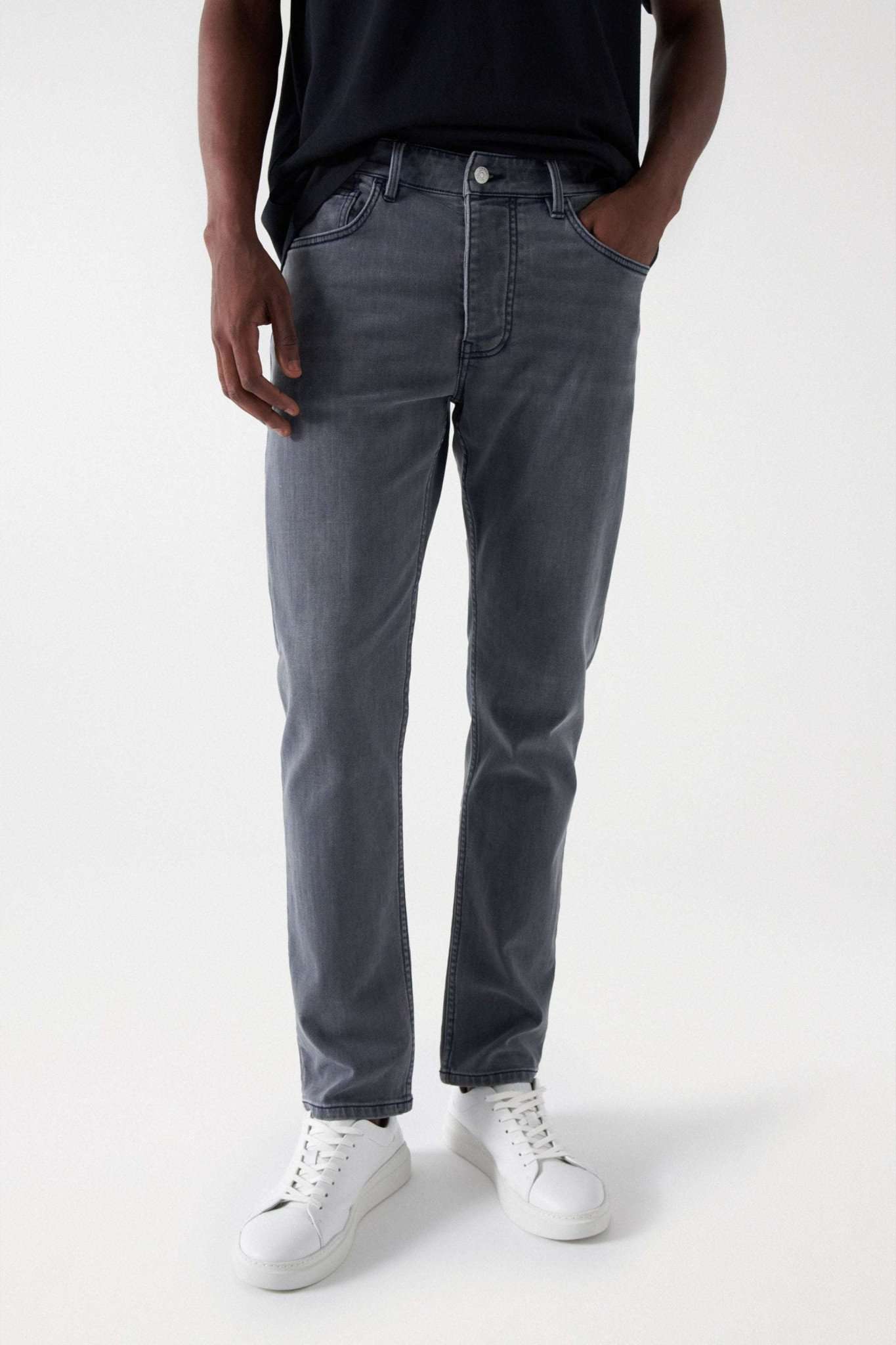Jeans Slim in maglia di jeans grigio medio Salsa Jeans
