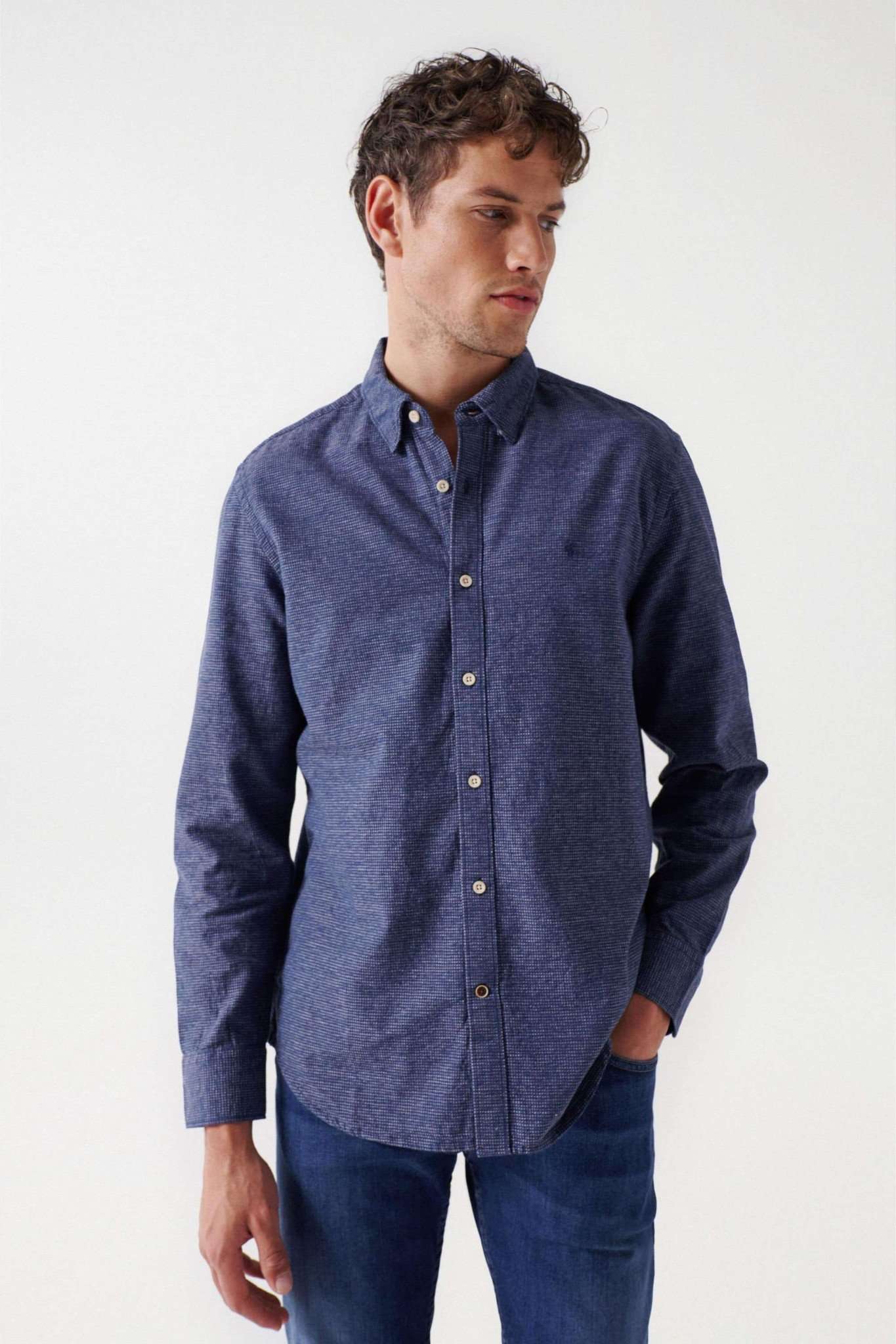 Camicia blu a quadri in Camicie blu scuro Salsa Jeans
