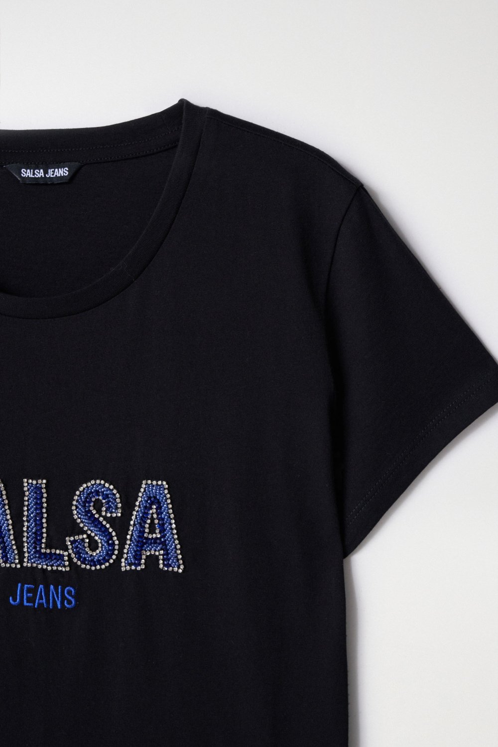 Maglietta istituzionale con perline in nero T-shirt Salsa Jeans