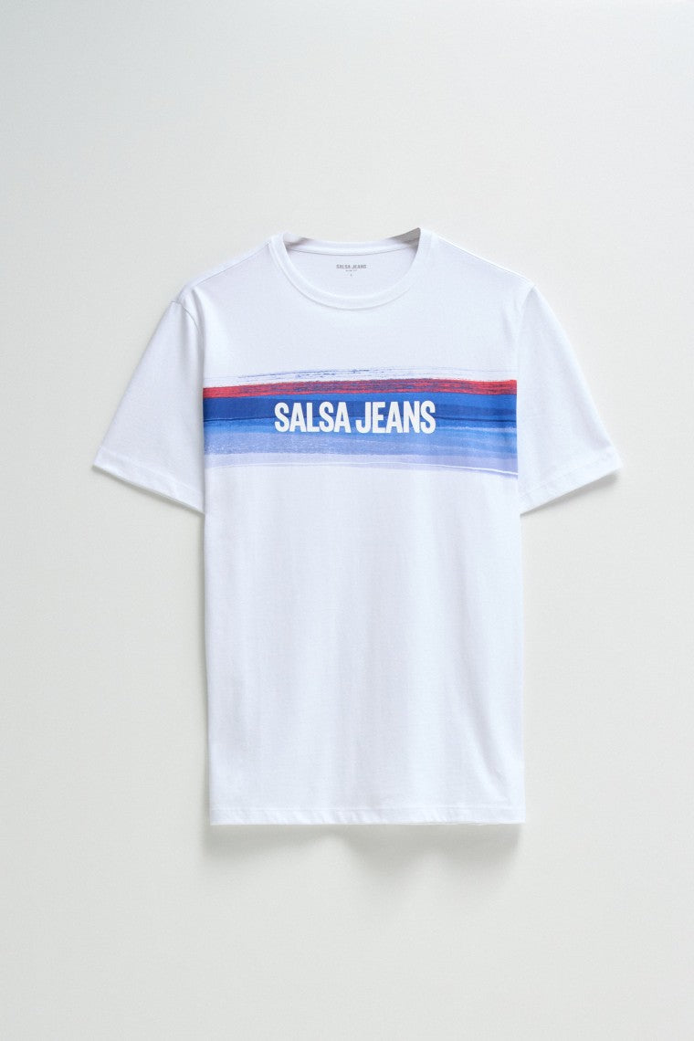 Stampa del marchio sul petto delle T-shirt bianche Salsa Jeans
