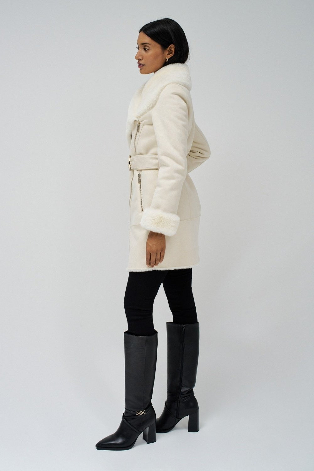 Cappotto lungo in shearling in perle chiare Giacche Salsa Jeans