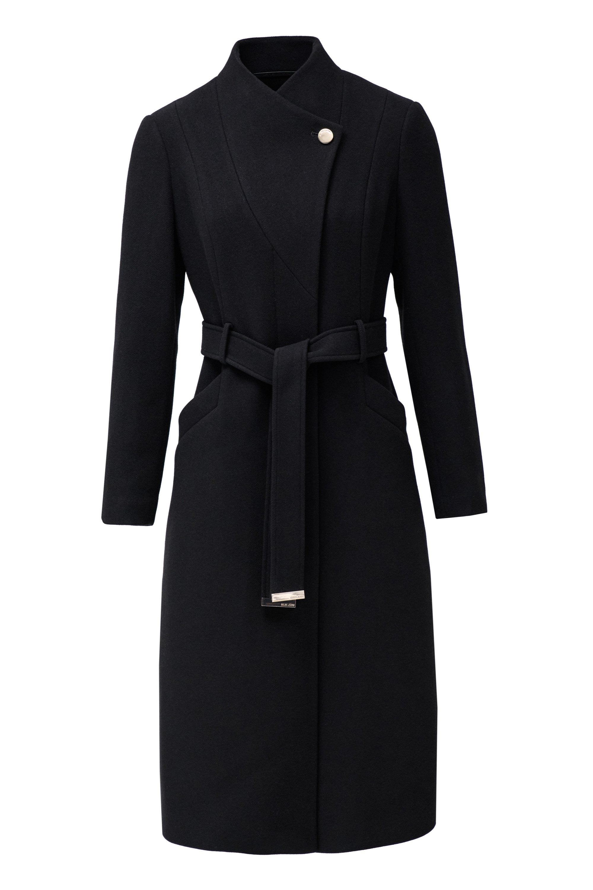 Cappotto lungo in lana con cintura in nero Giacche Salsa Jeans