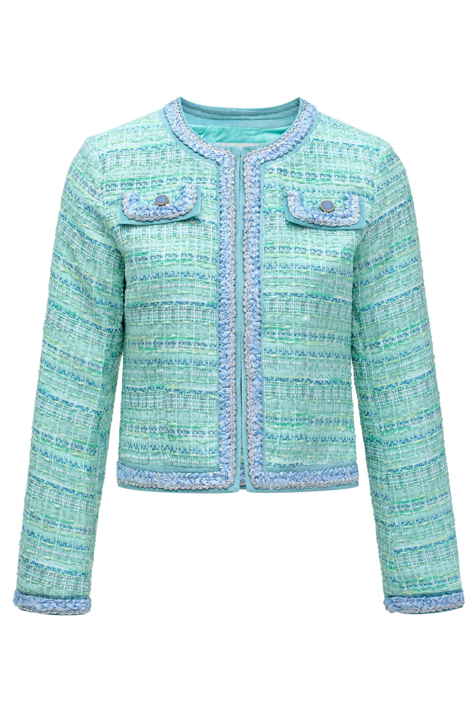 Giacca colorata in tweed stile Chanel in verde chiaro Giacche Salsa Jeans