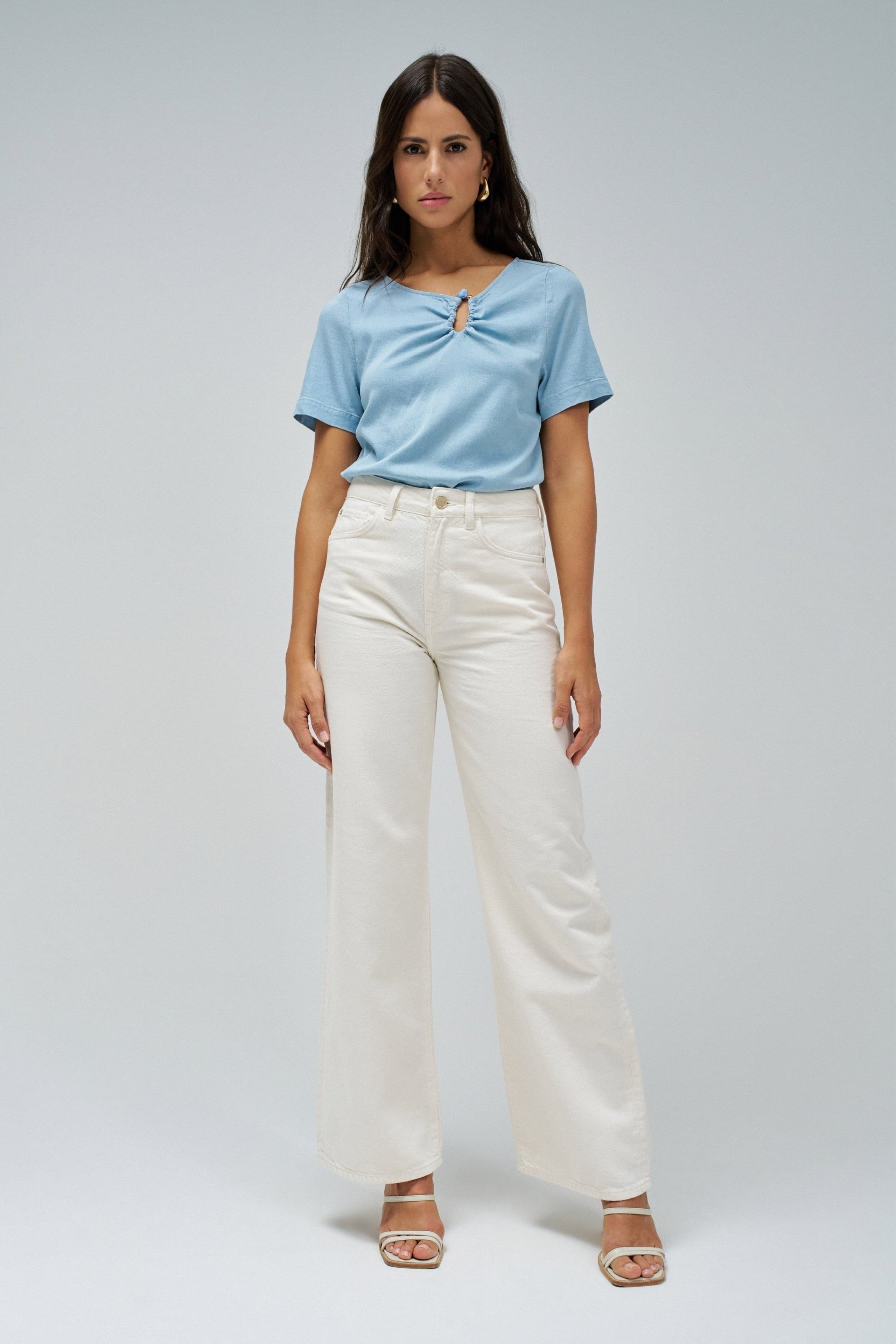 Camicetta Lightdenim con dettaglio metallico in lavaggio chiaro Camicie Salsa Jeans