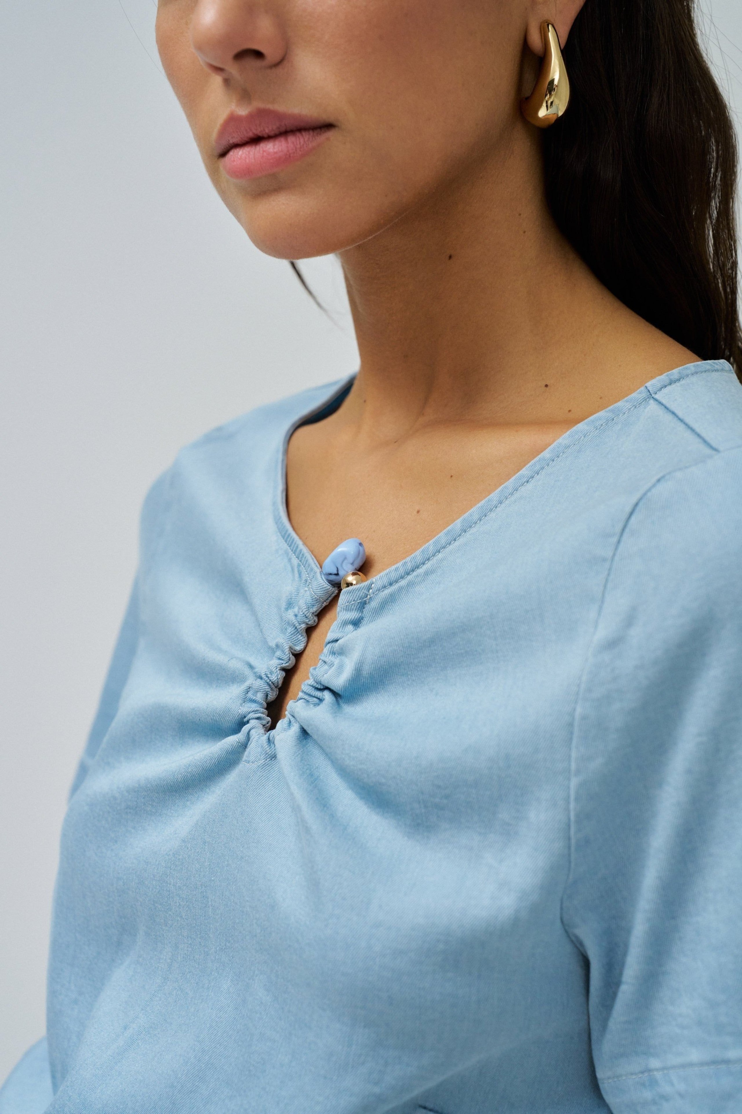 Camicetta Lightdenim con dettaglio metallico in lavaggio chiaro Camicie Salsa Jeans