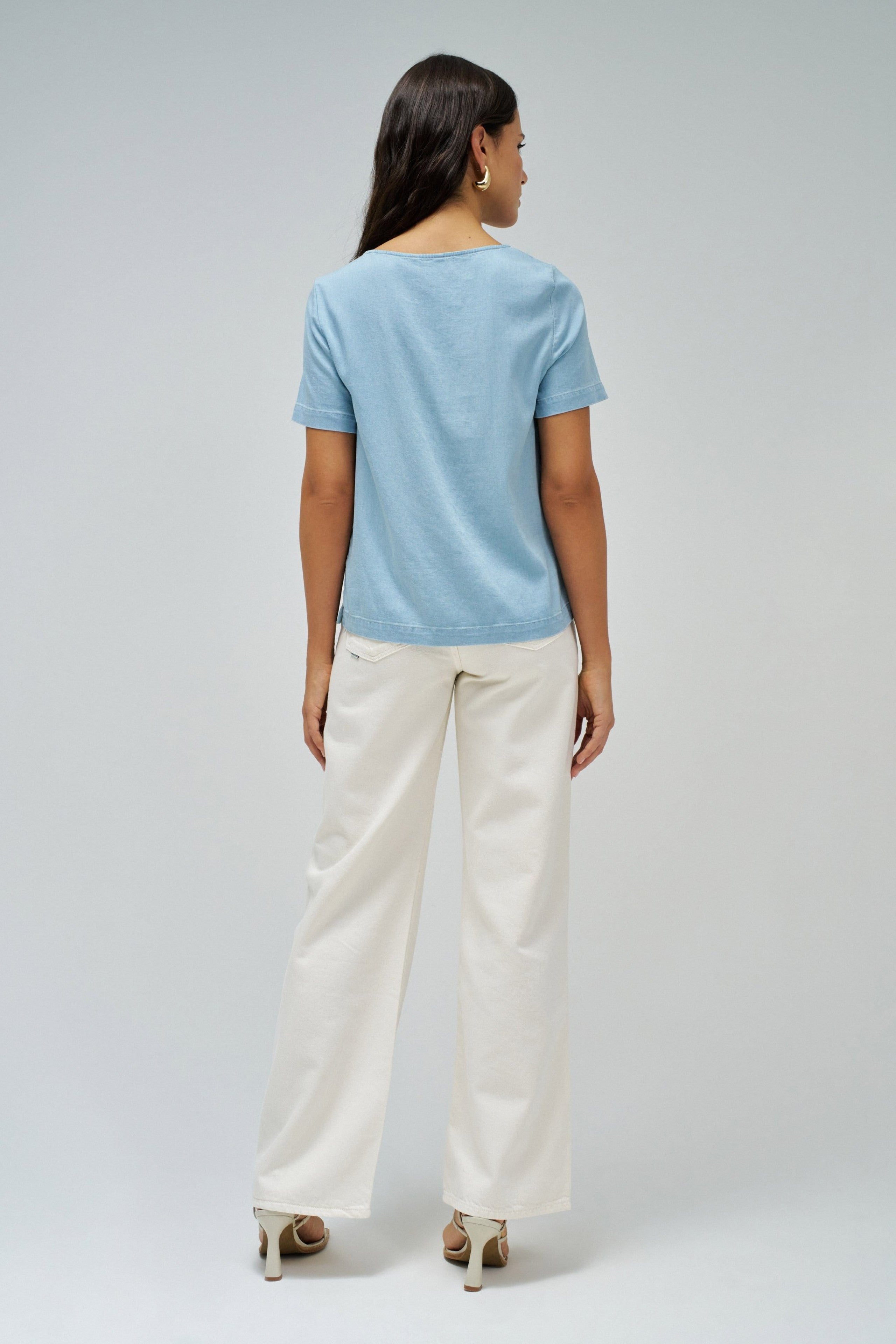 Camicetta Lightdenim con dettaglio metallico in lavaggio chiaro Camicie Salsa Jeans