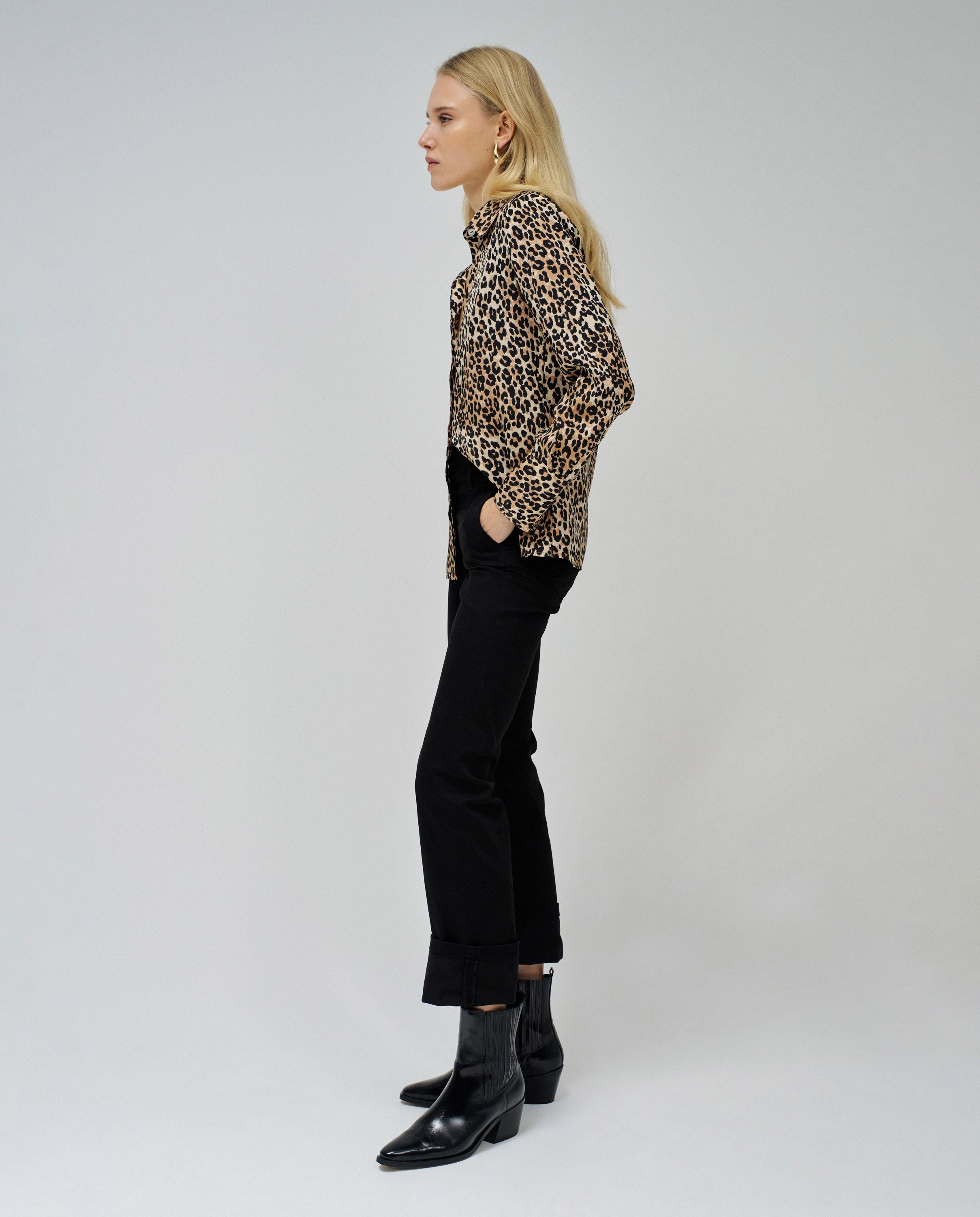 Camicia Basic Chiusura frontale con bottoni in Perla scura Camicie Salsa Jeans