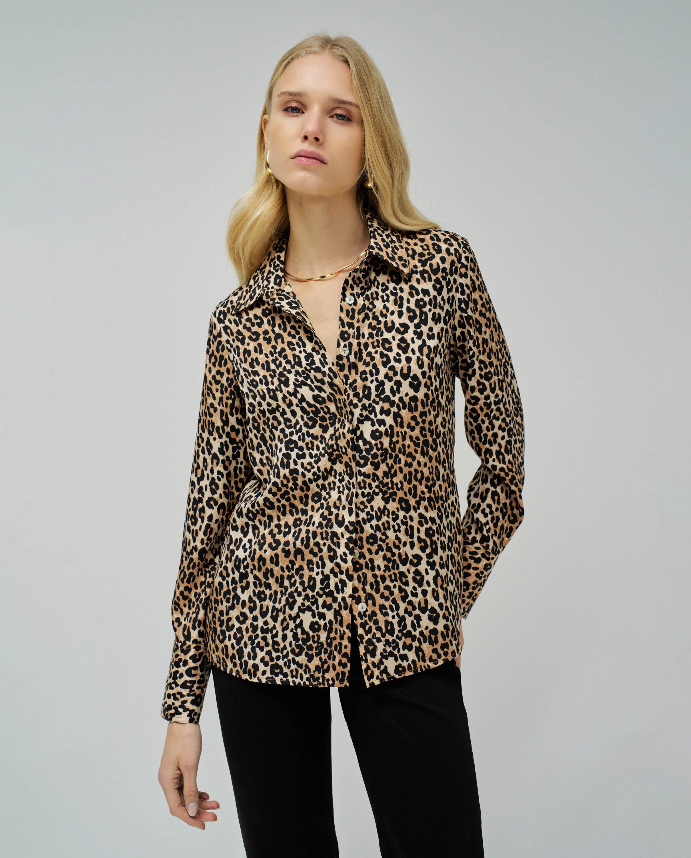 Camicia Basic Chiusura frontale con bottoni in Perla scura Camicie Salsa Jeans