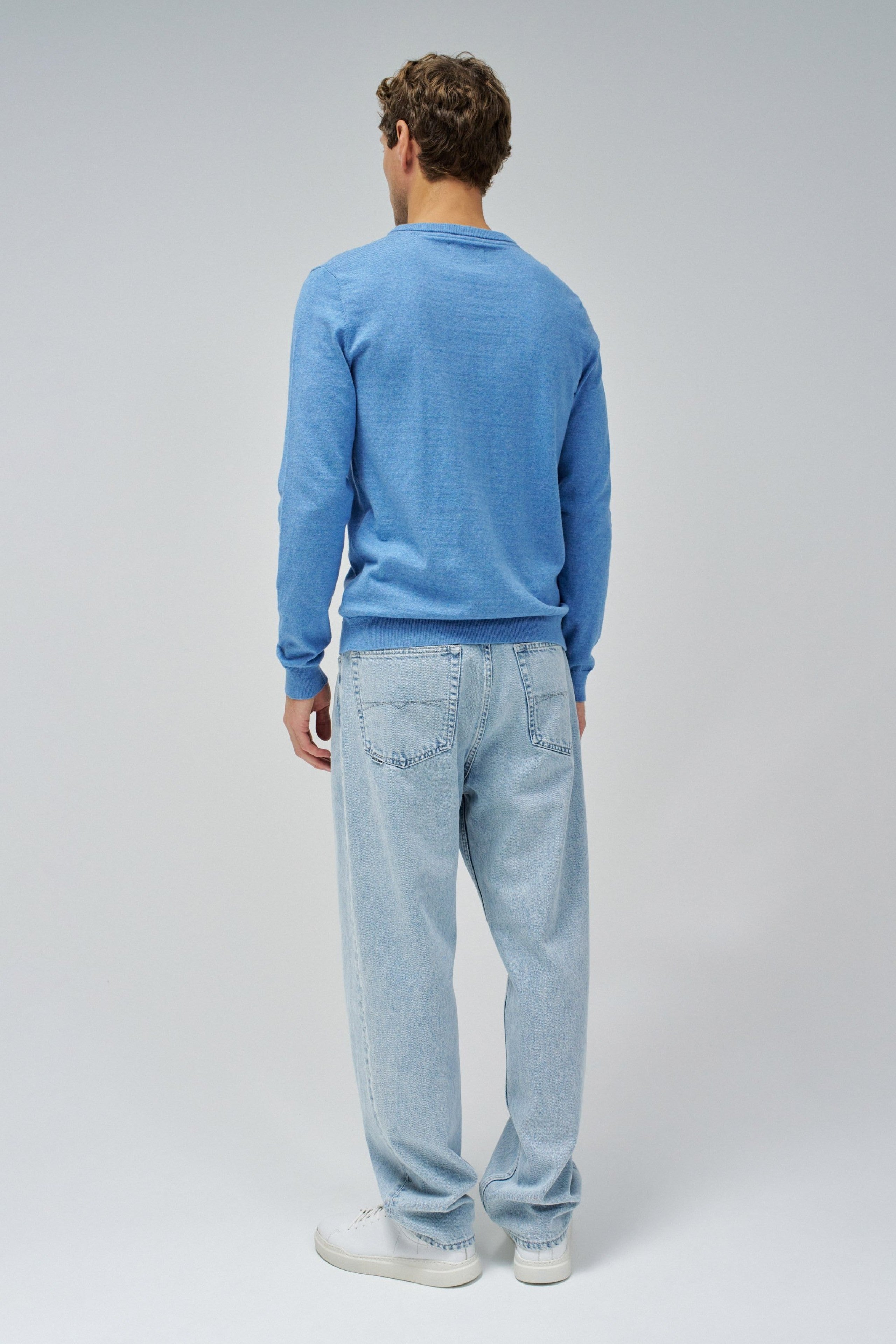 Henley in maglia con collo in jersey in blu medio Maglioni Salsa Jeans