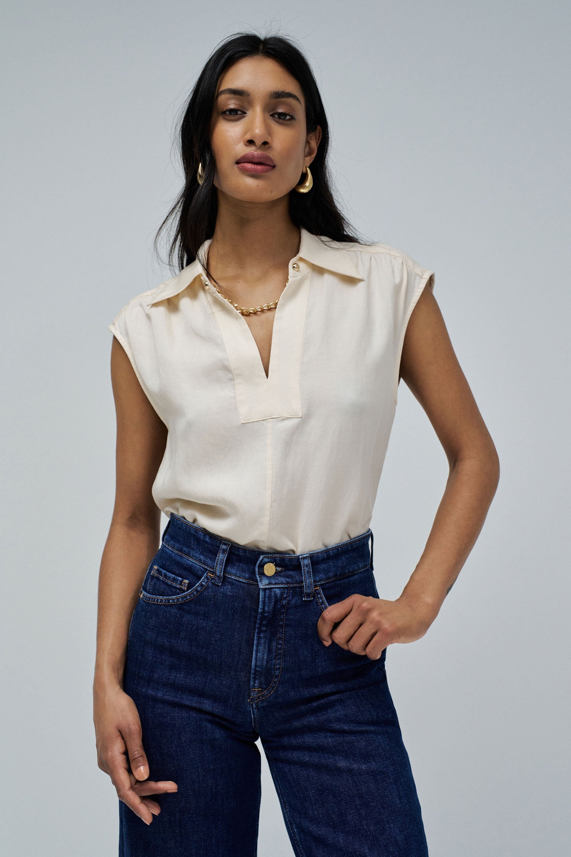 Camicetta Lightdenim in camicie di perle chiare Salsa Jeans