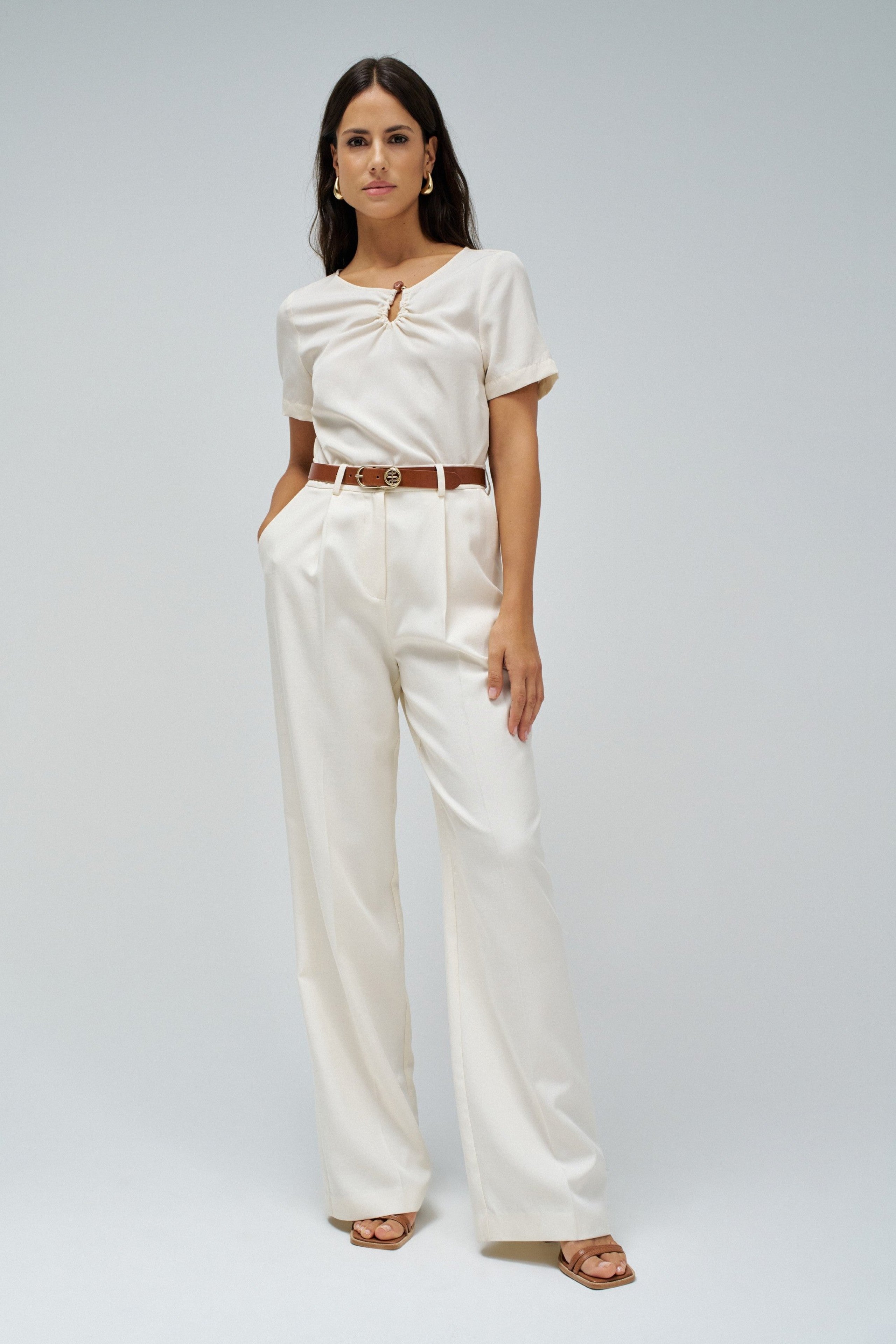 Camicia con dettaglio in metallo in camicie di perle chiare Salsa Jeans