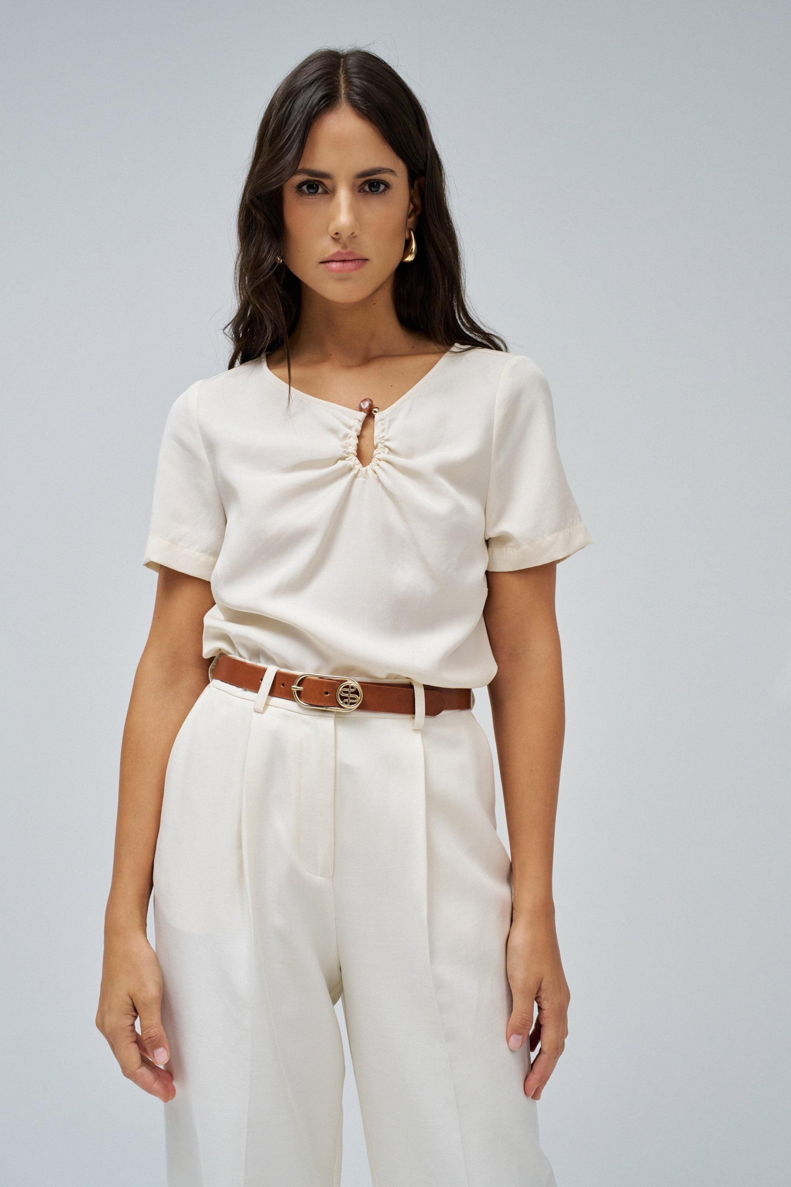 Camicia con dettaglio in metallo in camicie di perle chiare Salsa Jeans