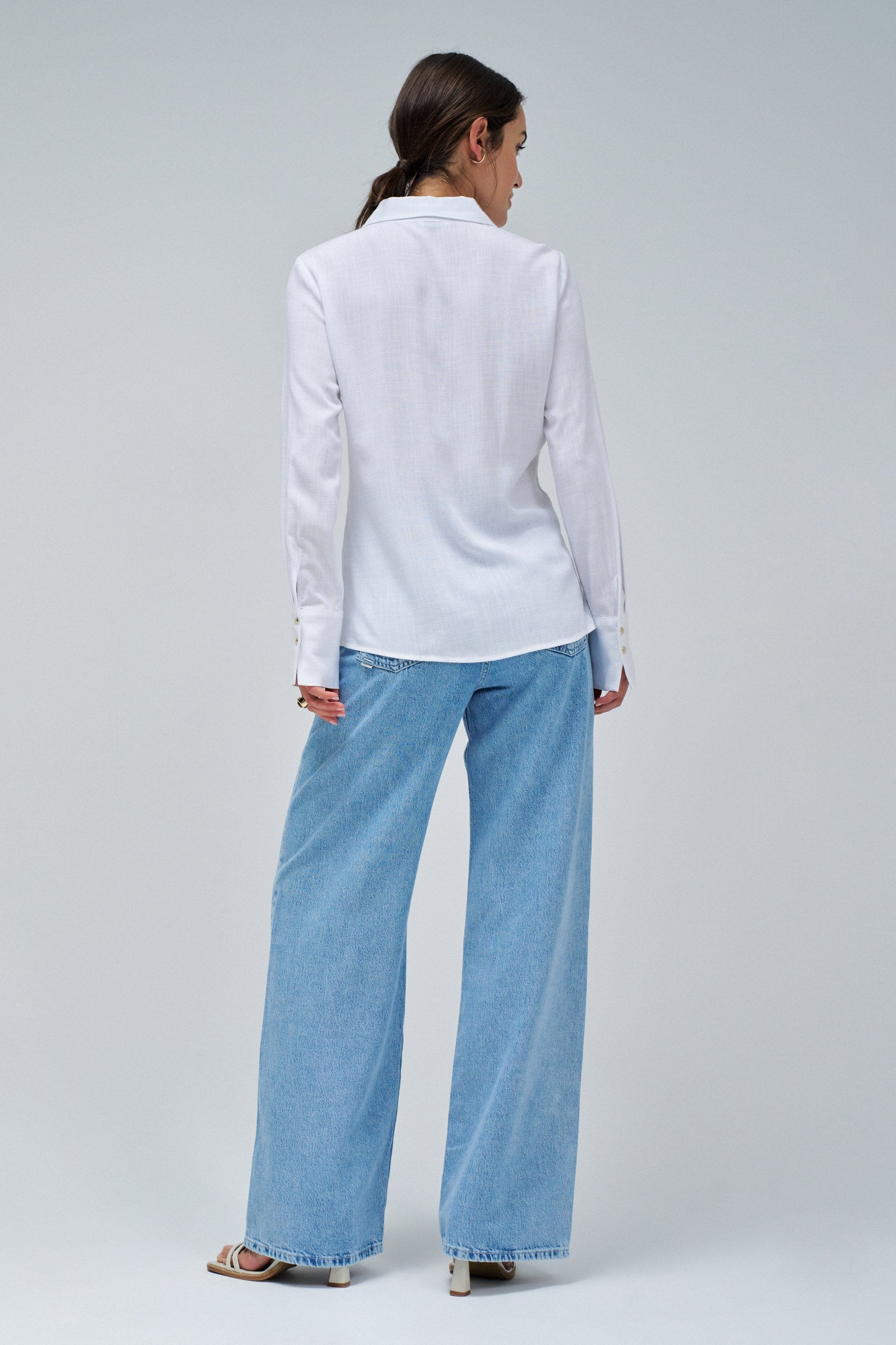 Camicia in lino con perle chiare V1 Camicie Salsa Jeans