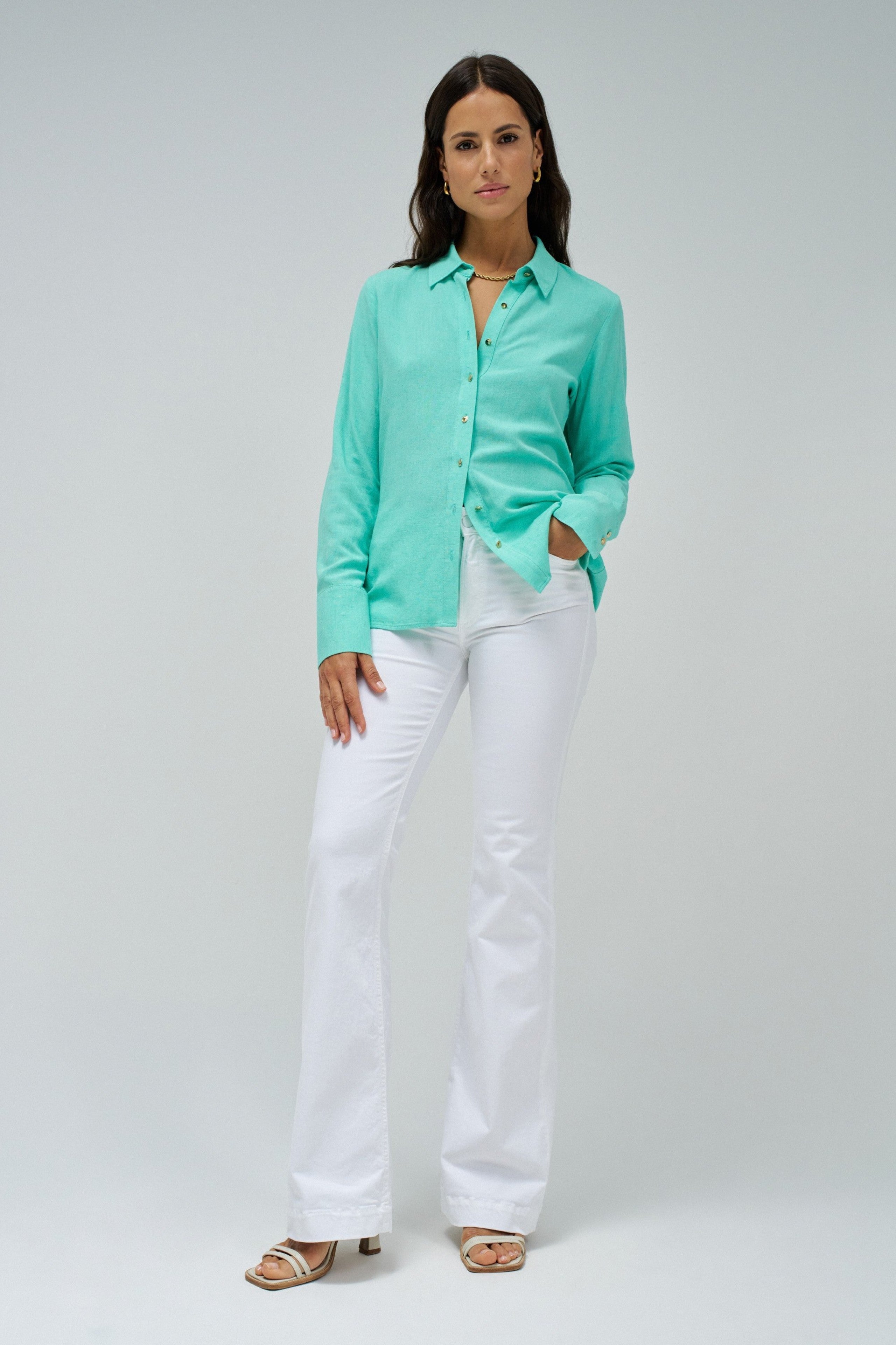 Camicia in lino verde chiaro Camicie Salsa Jeans