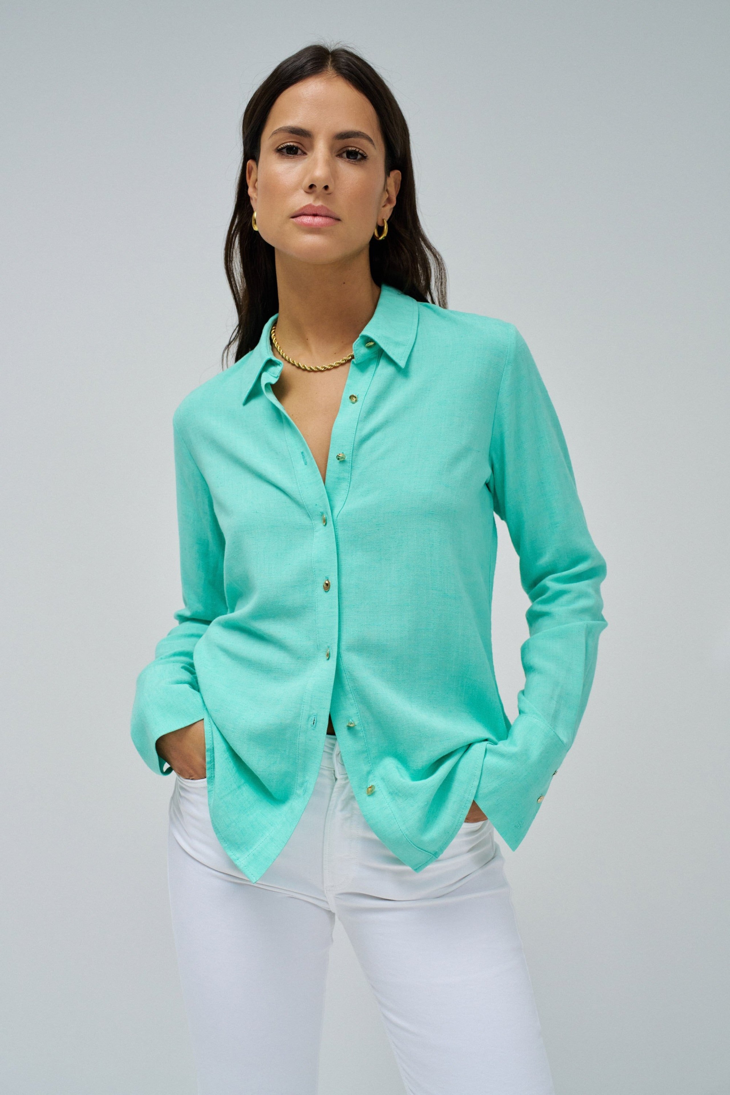 Camicia in lino verde chiaro Camicie Salsa Jeans
