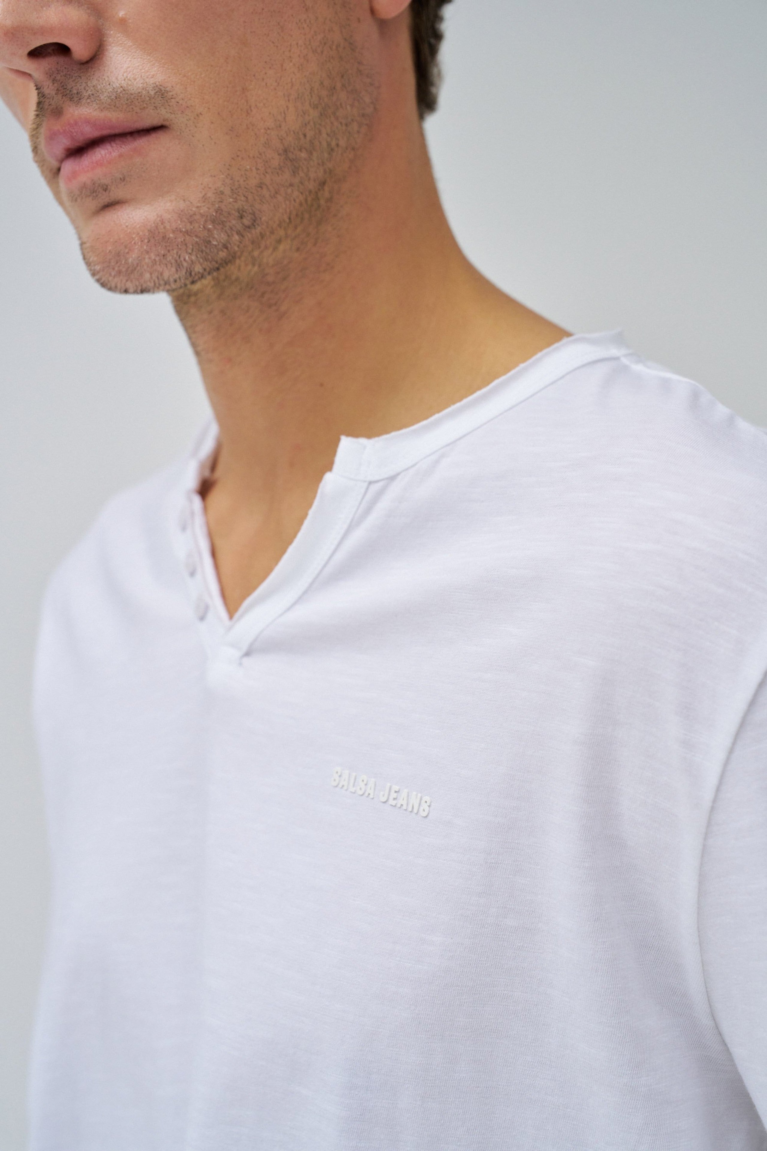 Maglia manica lunga Serafino in bianco Magliette Salsa Jeans