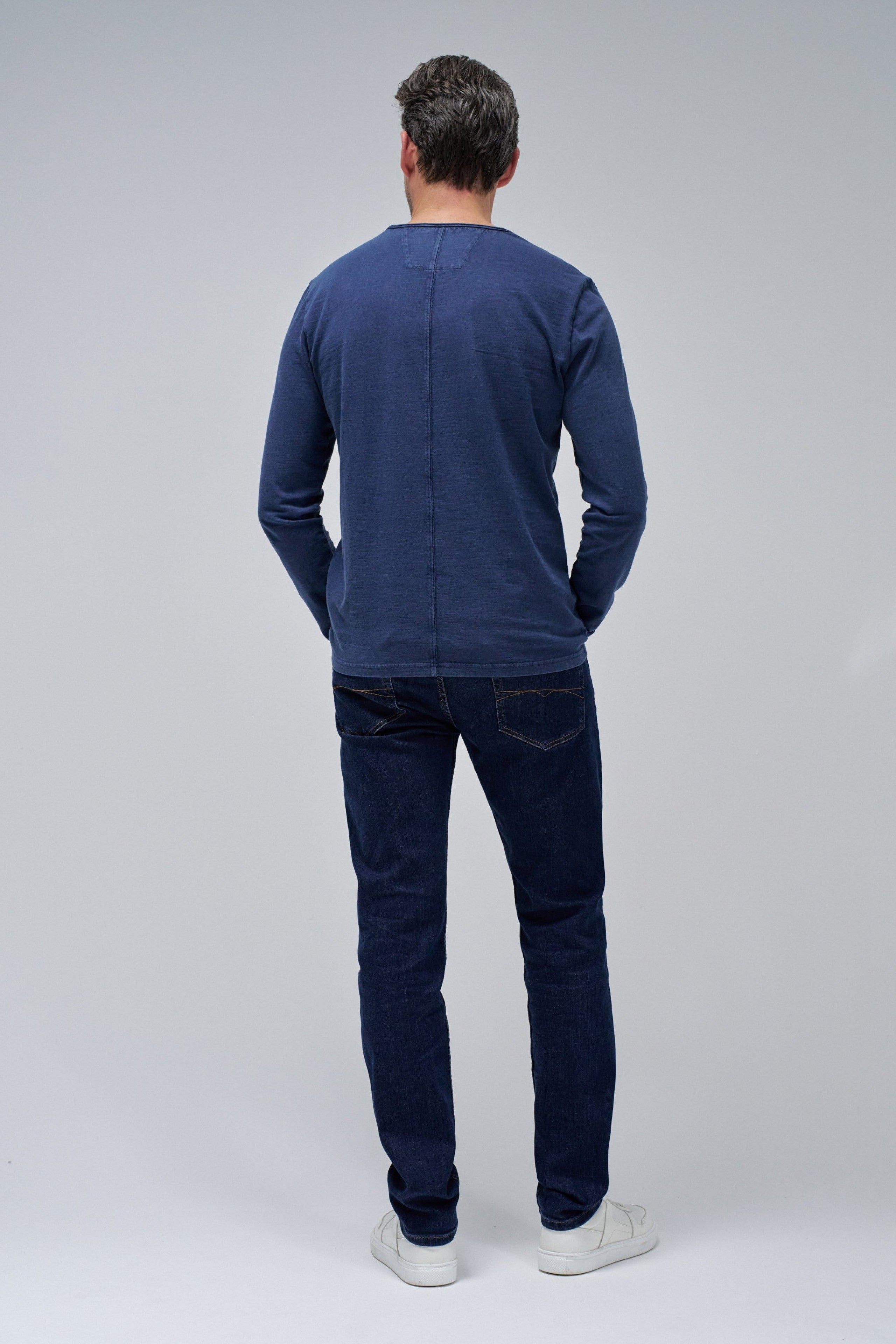 Maglia manica lunga Serafino in blu medio Magliette Salsa Jeans