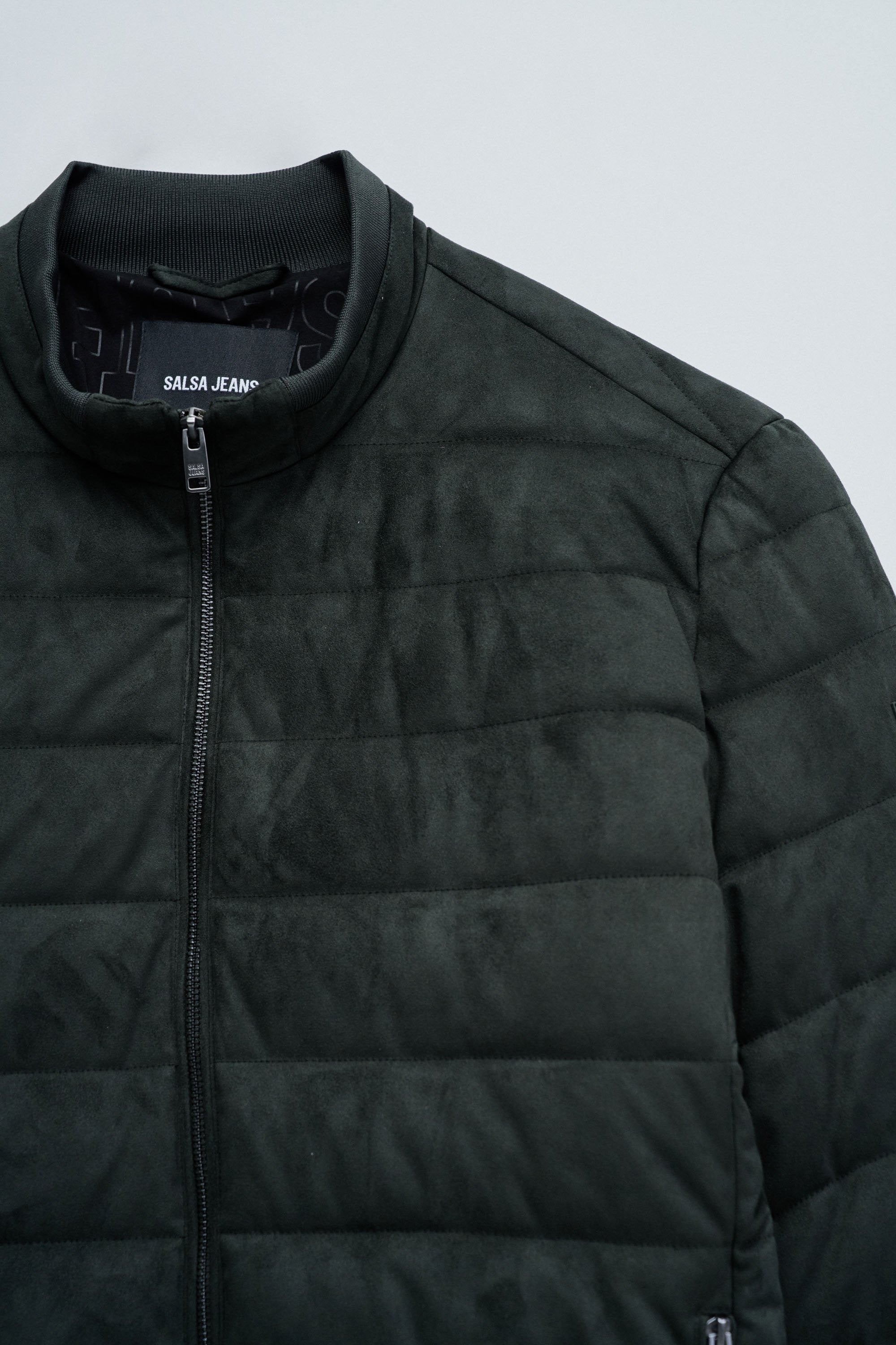 Bomber in pelle scamosciata in verde scuro Giacche Salsa Jeans