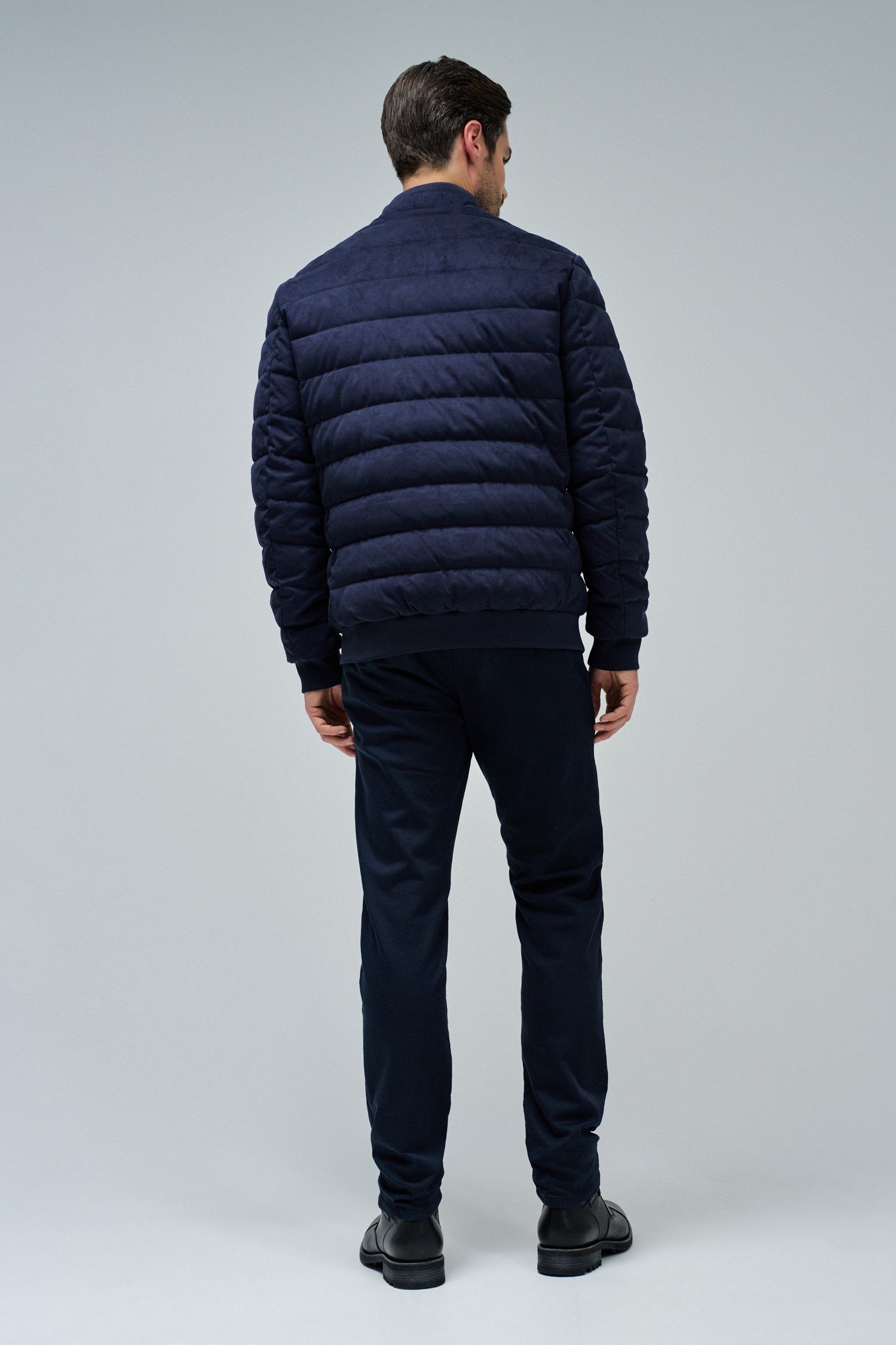Bomber in pelle scamosciata in blu scuro Giacche Salsa Jeans